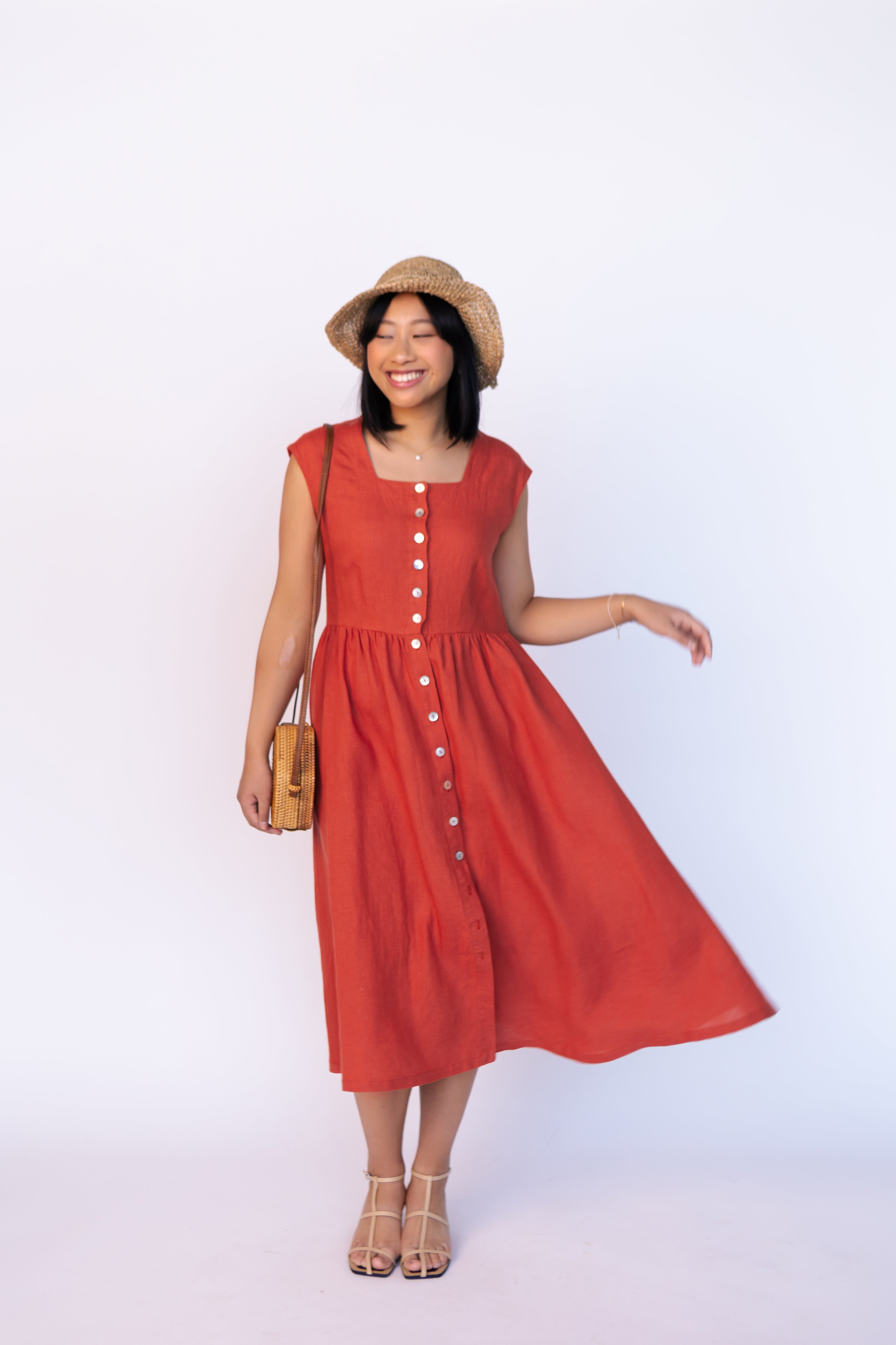 red linen dresses Femme linen Dress Whether youre pairing it with dainty ballet flats for a day at the market or slipping into heels for a dreamy date night Red Linen Dresses