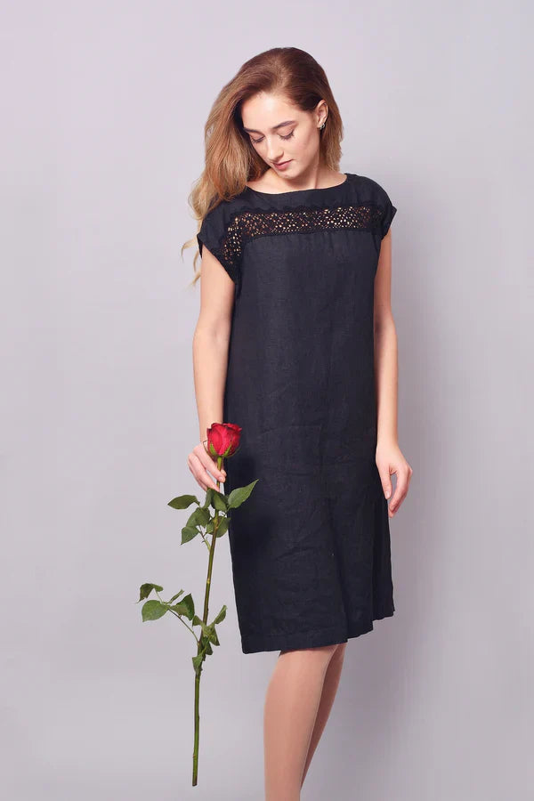 Hannah Linen Dress - Black main image 0