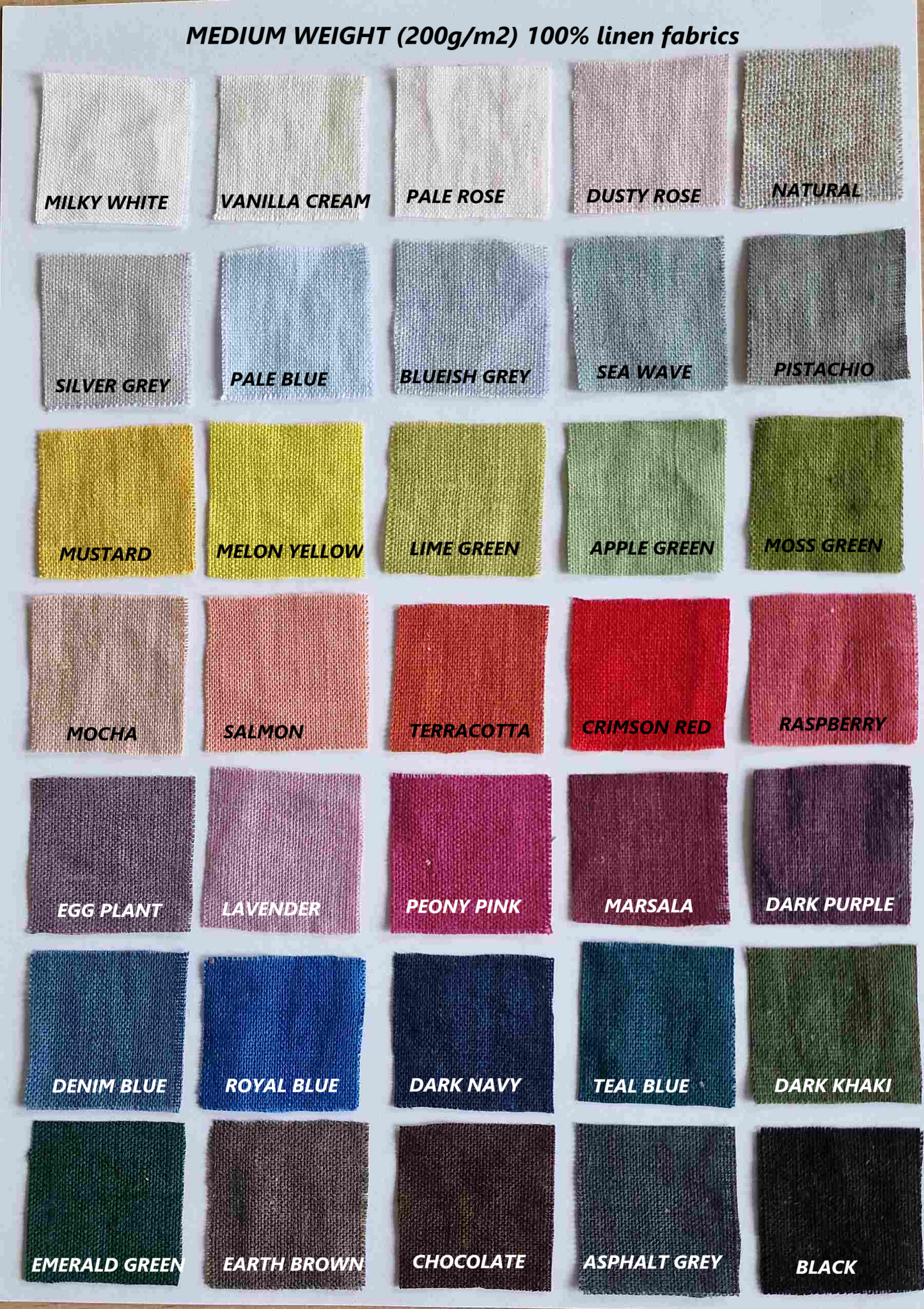 New 100 Pure Linen Colors Samples