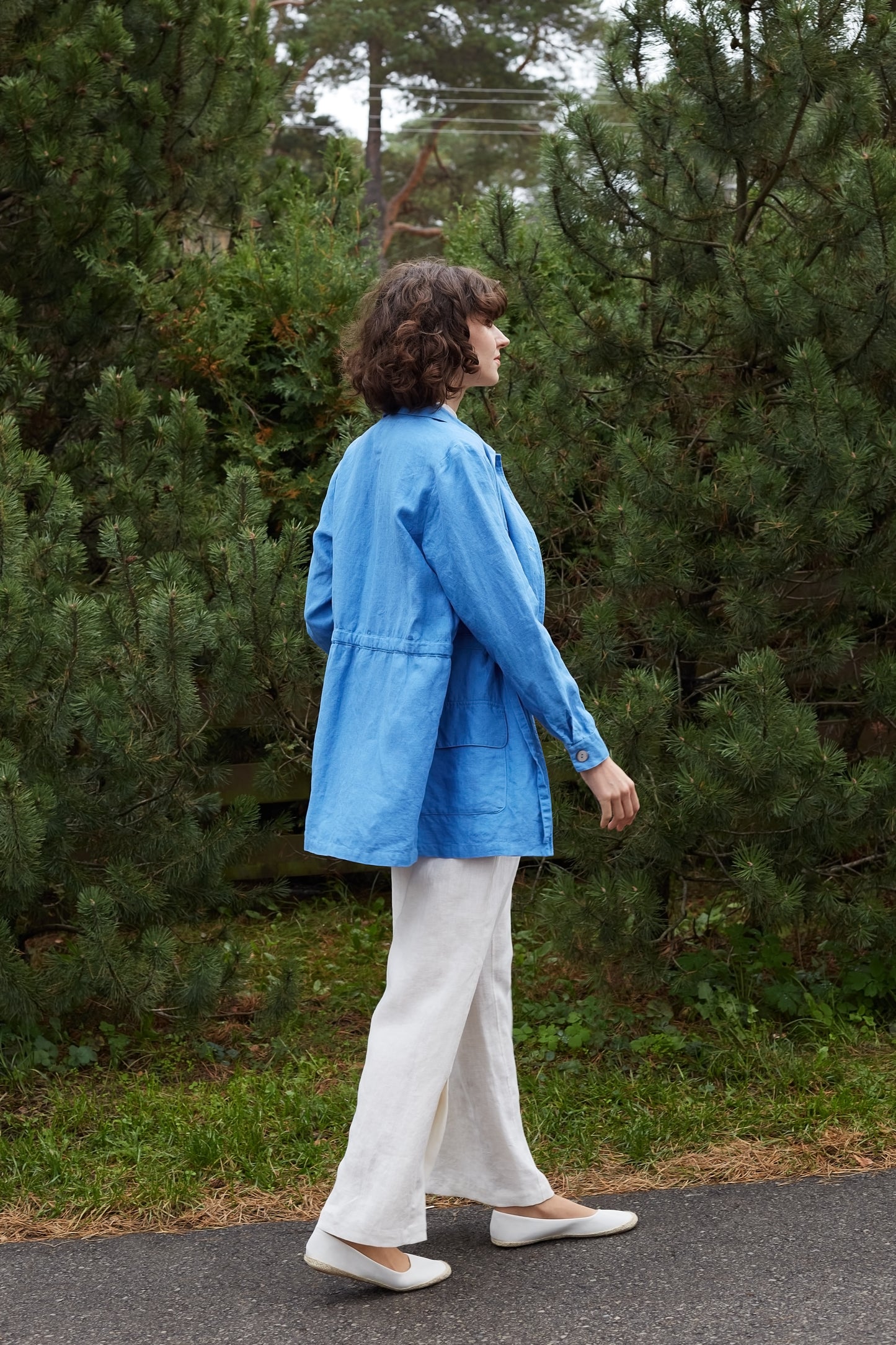 Pure Linen Oversize Jacket with Drawstring Waist