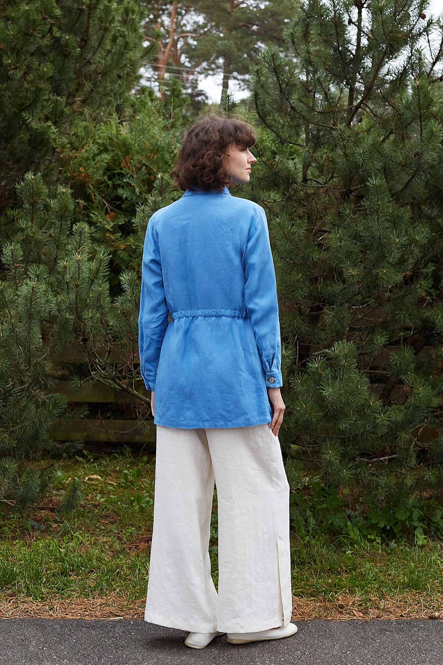 Pure Linen Oversize Jacket with Drawstring Waist