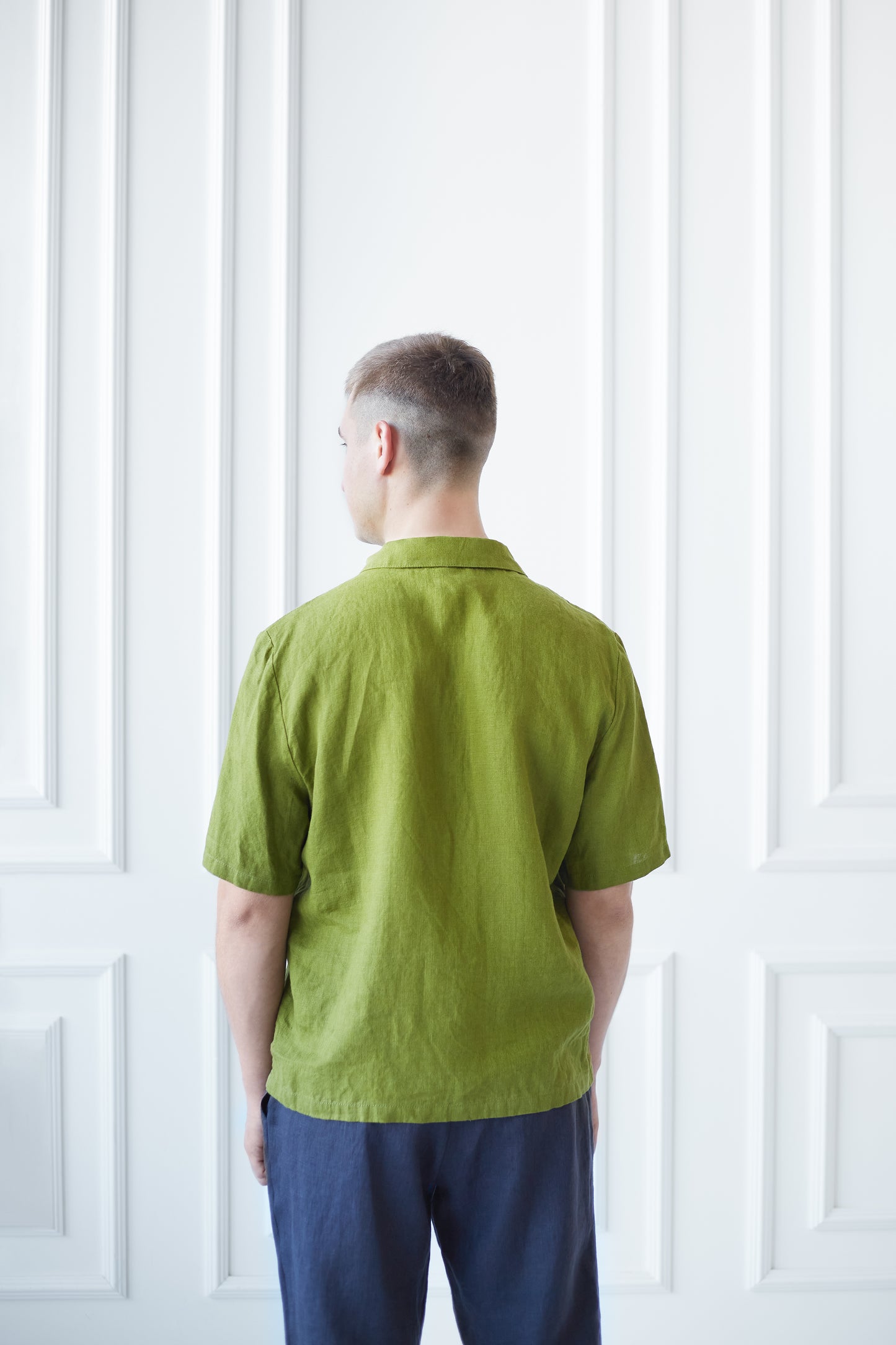 Linen Men's Polo Shirt in Green