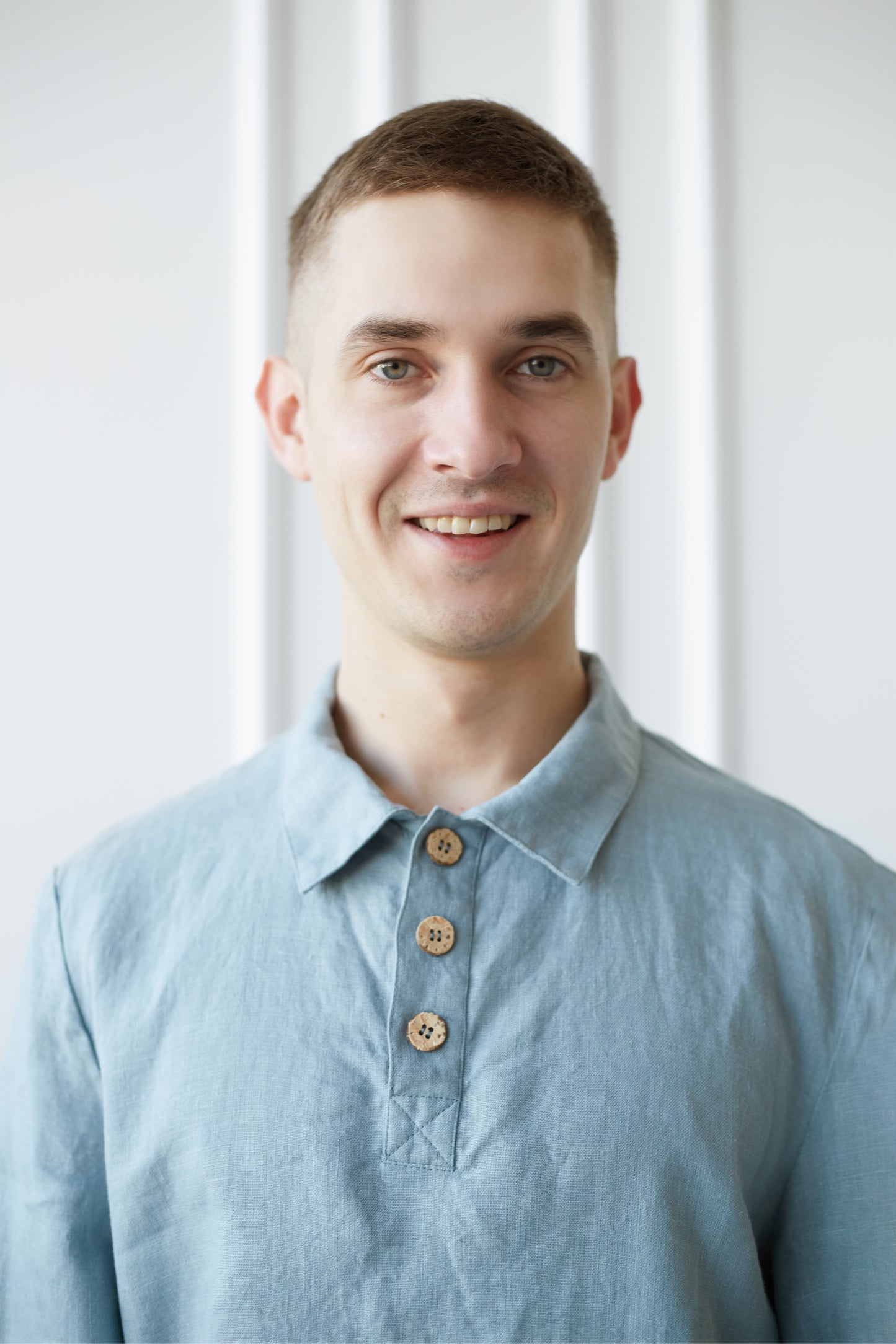 Linen Men's Polo Shirt in Green