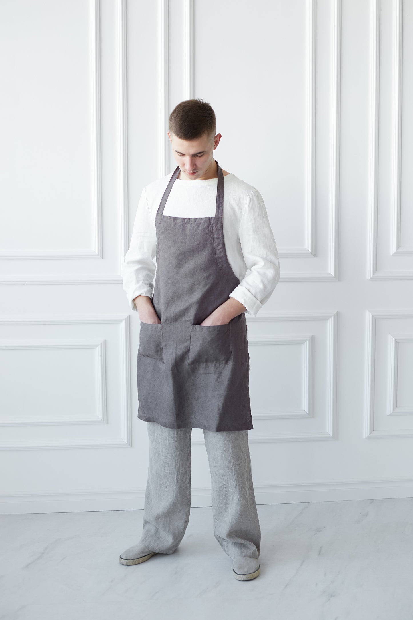 Linen Unisex Natural Apron with Adjustable Straps