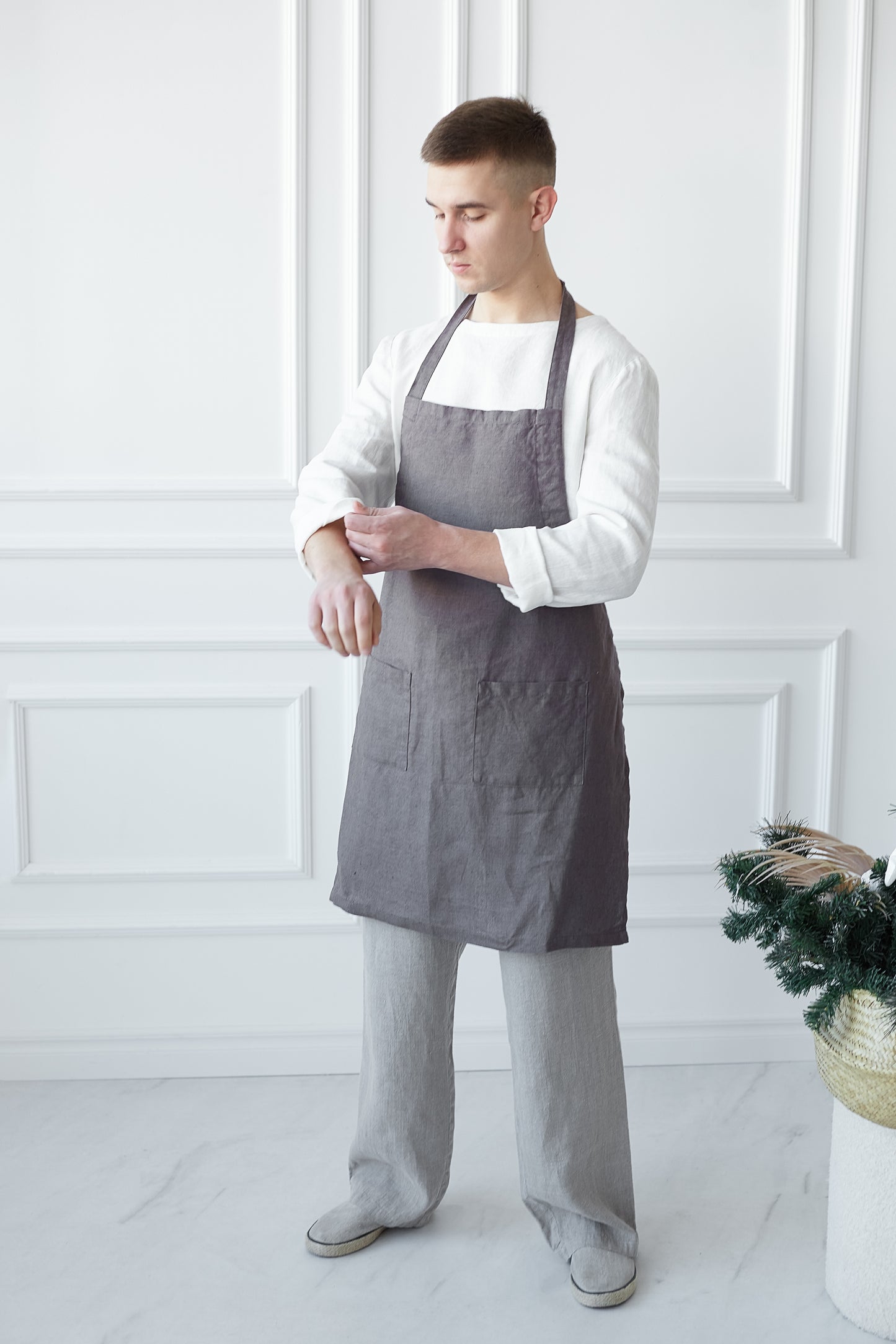 Linen Unisex Natural Apron with Adjustable Straps