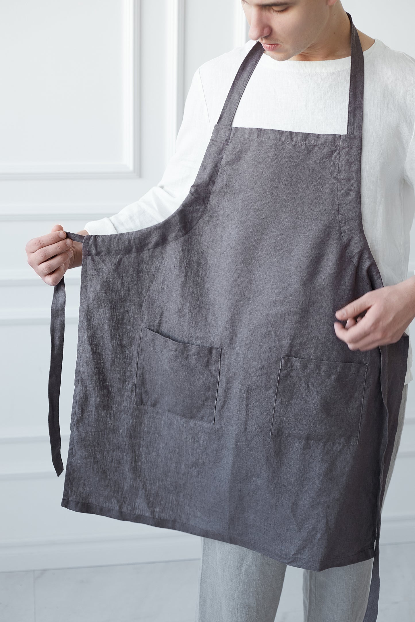 Linen Unisex Natural Apron with Adjustable Straps
