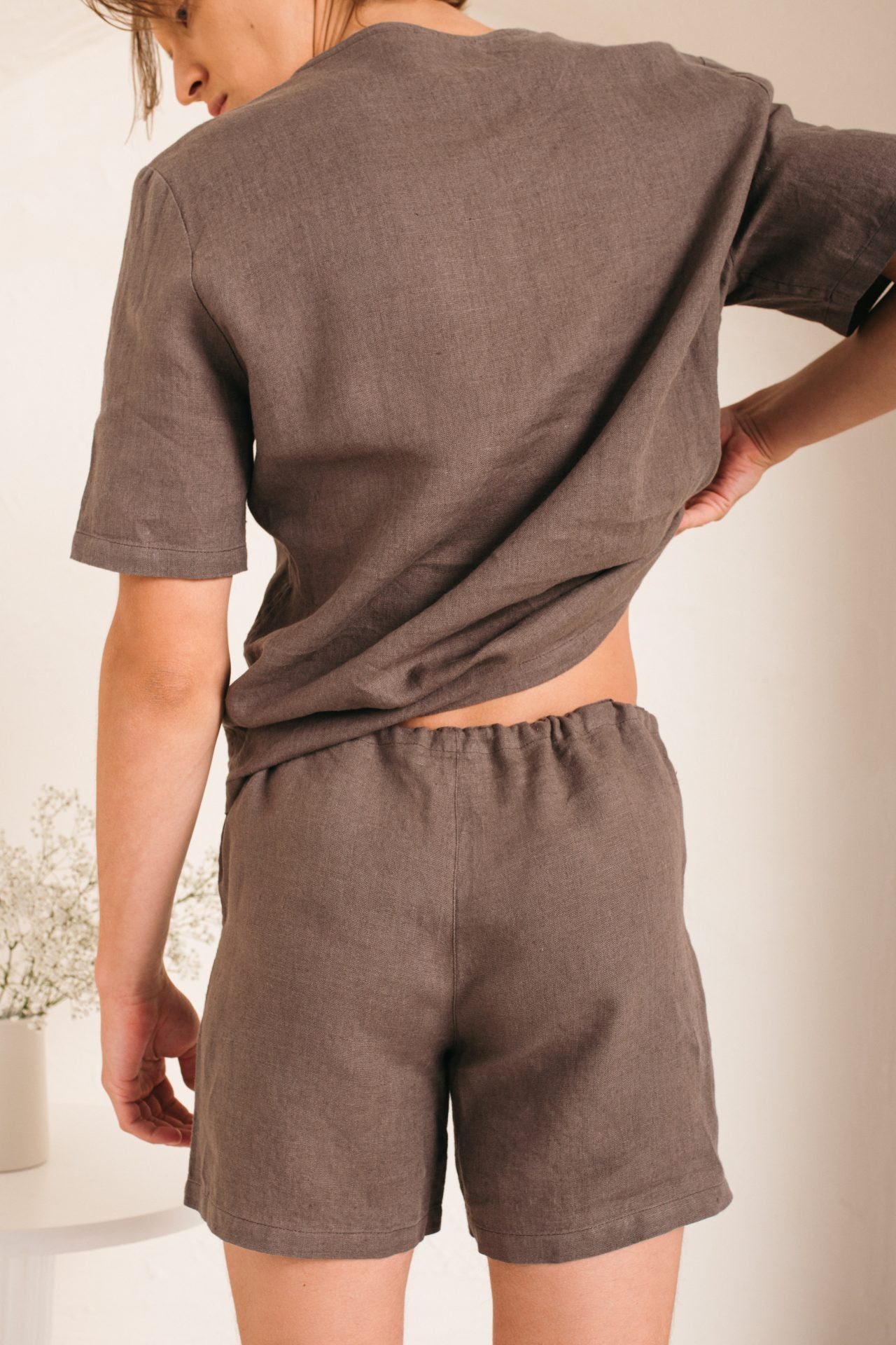 Linen Boxer Men's Shorts with Drawstringed Waist