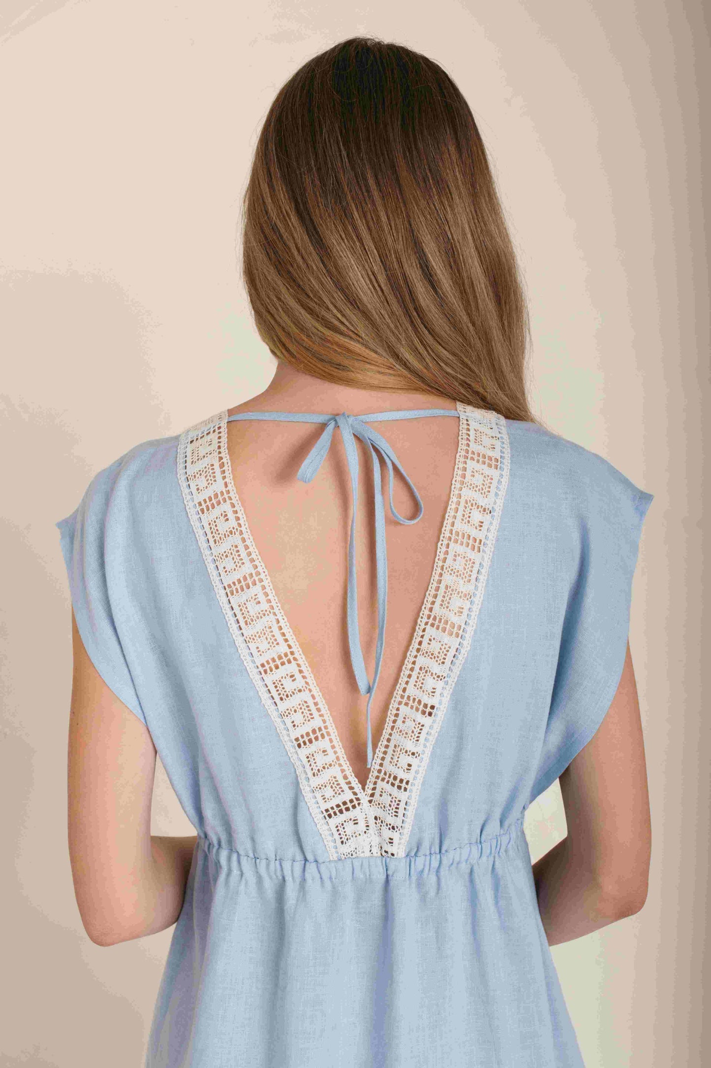 Linen Long Night Gown ANTIQUE