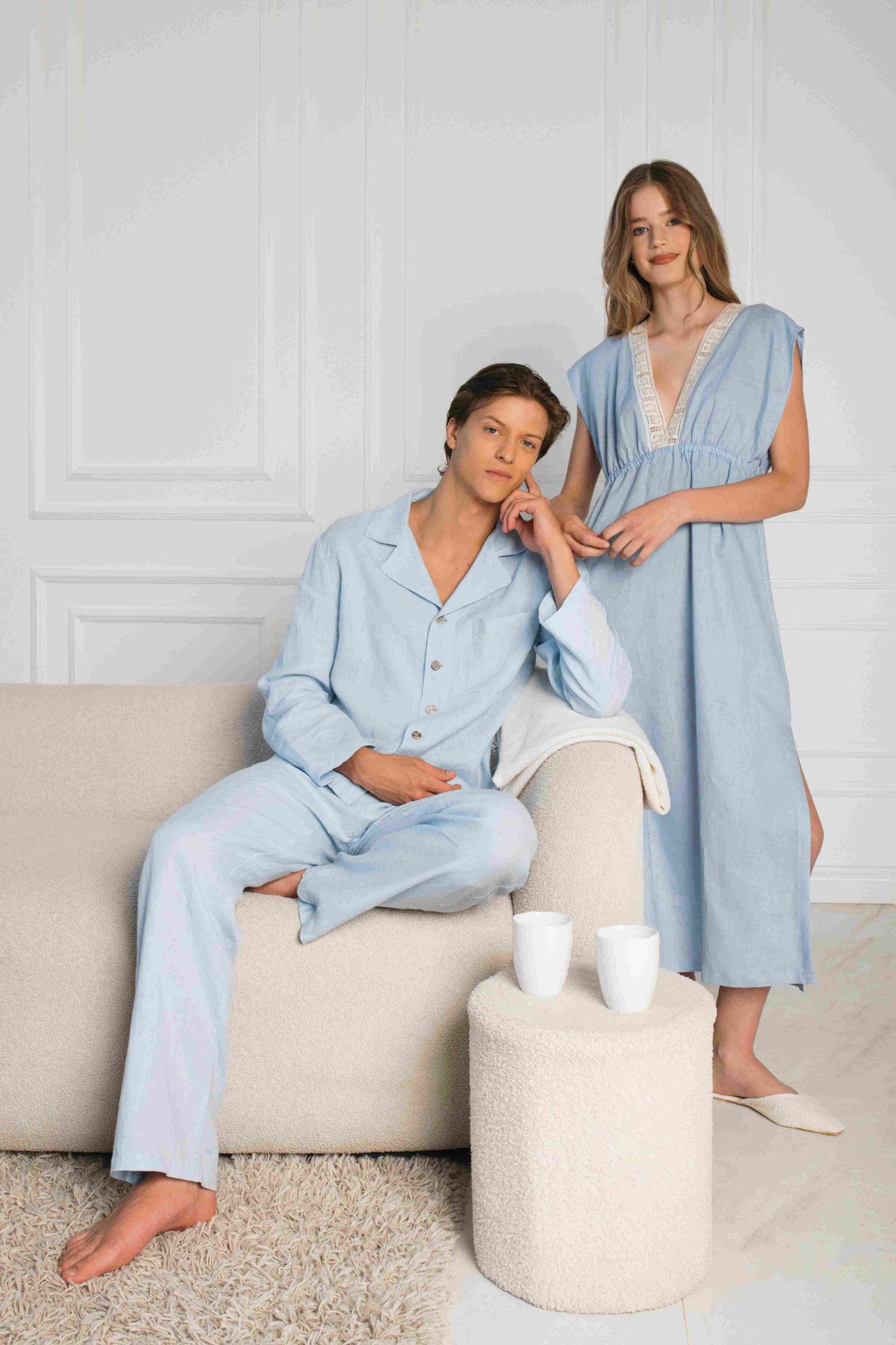 Linen Long Night Gown ANTIQUE