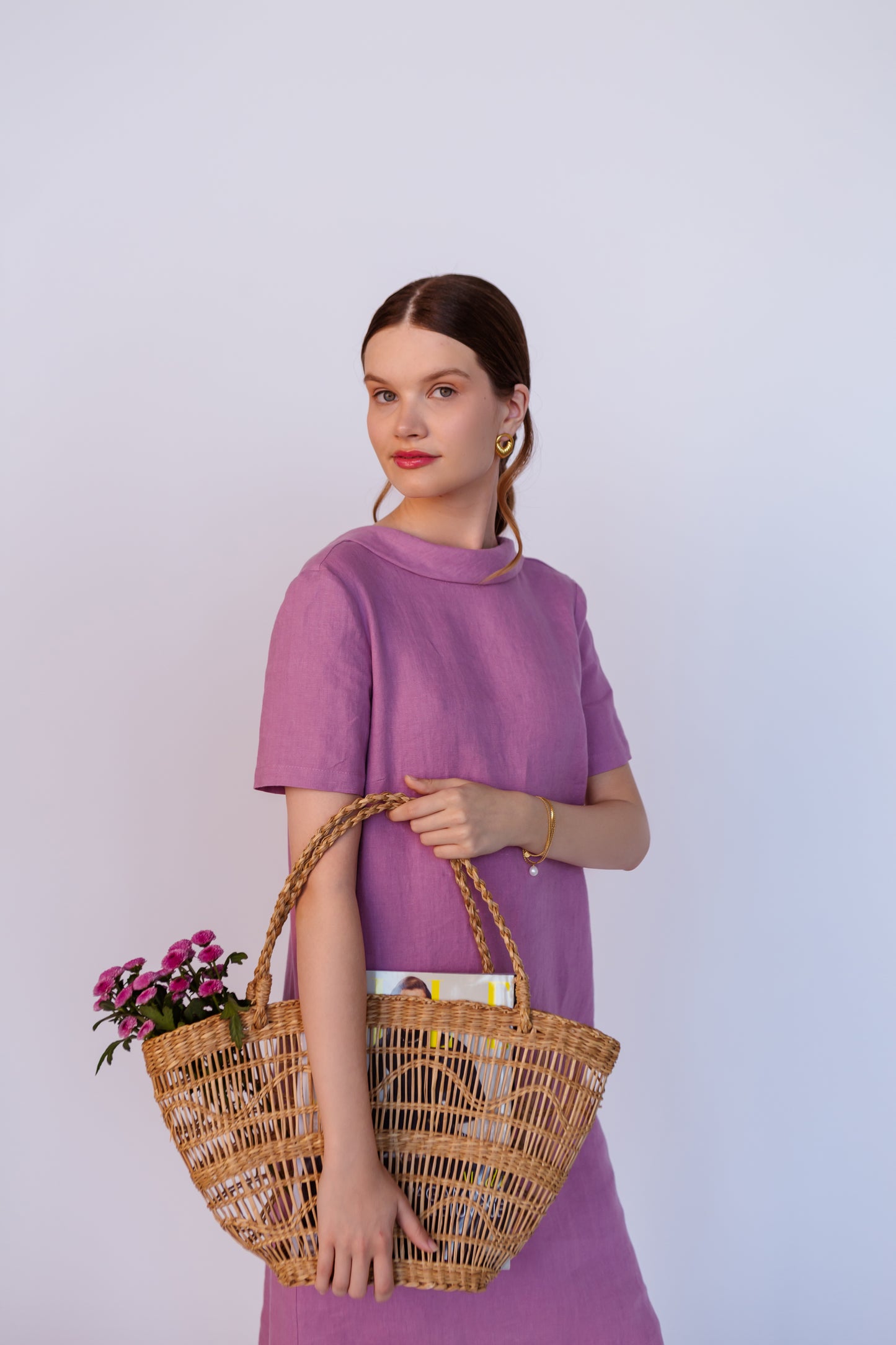 Linen Dress EVA With Open Back and Collar
