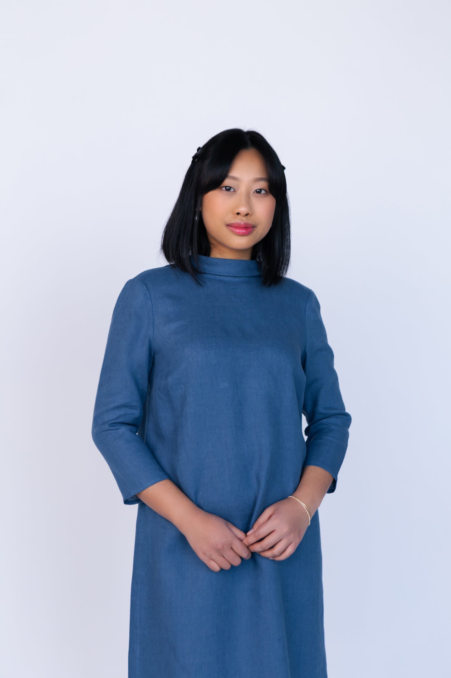 READY To SHIP - Linen Elegant Dress ALLEGRA With Oversize Bow