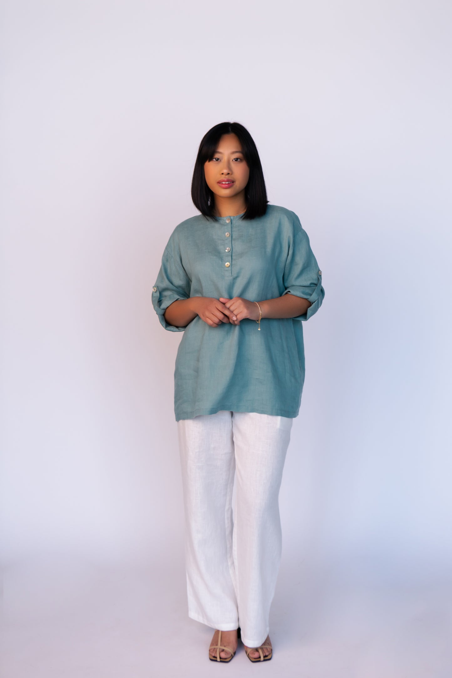 Linen Oversize Shirt HELEN with Long Sleeves