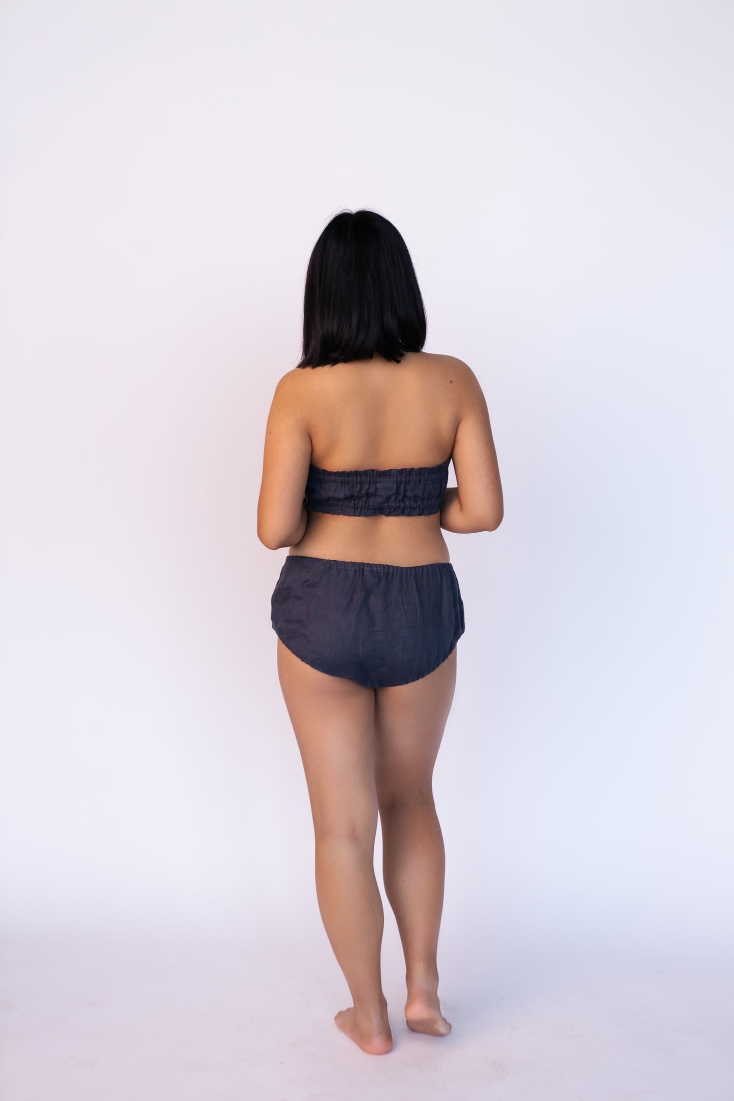 Linen Underwear set BOUDOIR - Bralette with Laced Panties