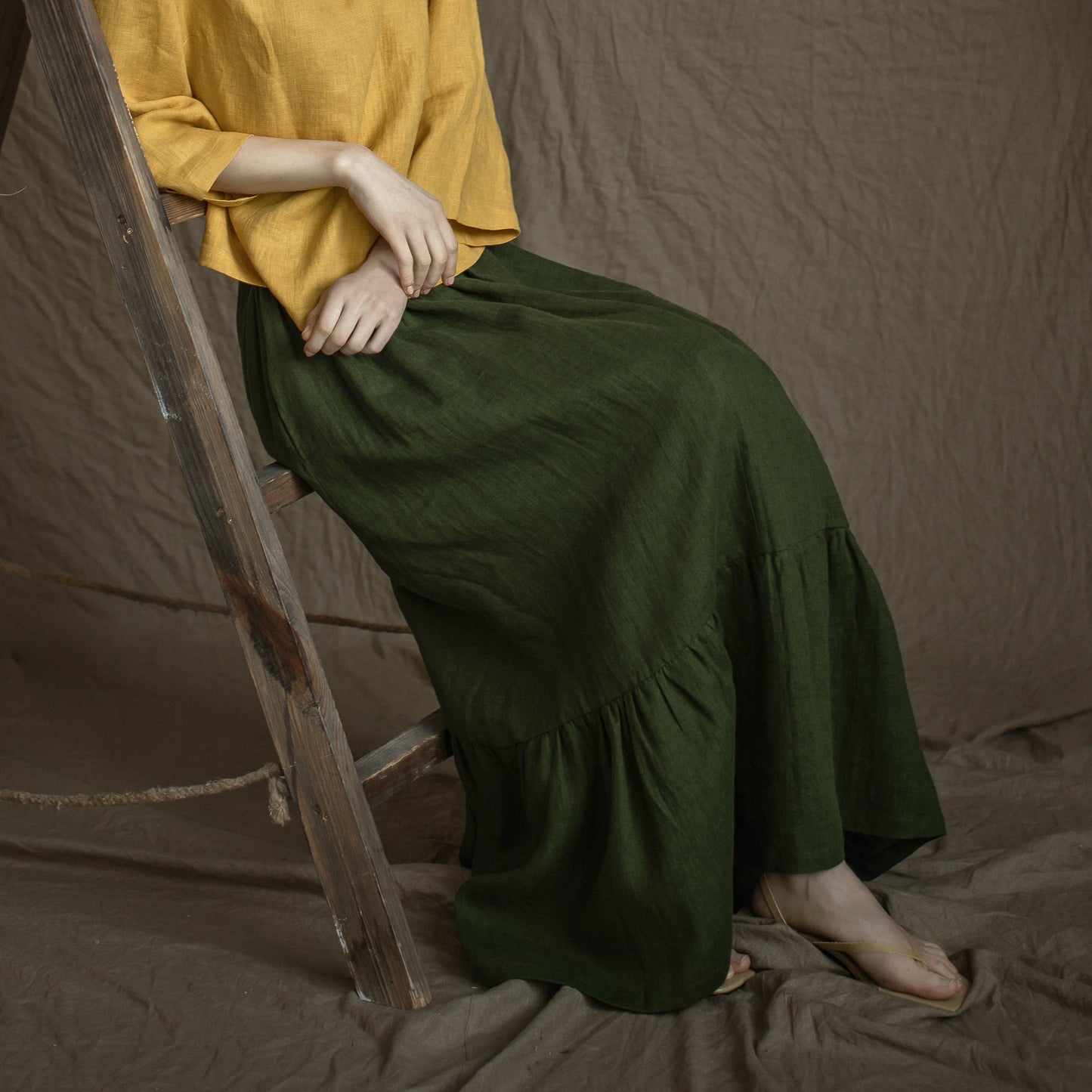 Linen Skirt PEASANT With bottom Frill