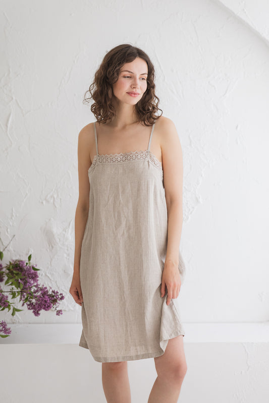Linen Midi Strapped Gown ALMA