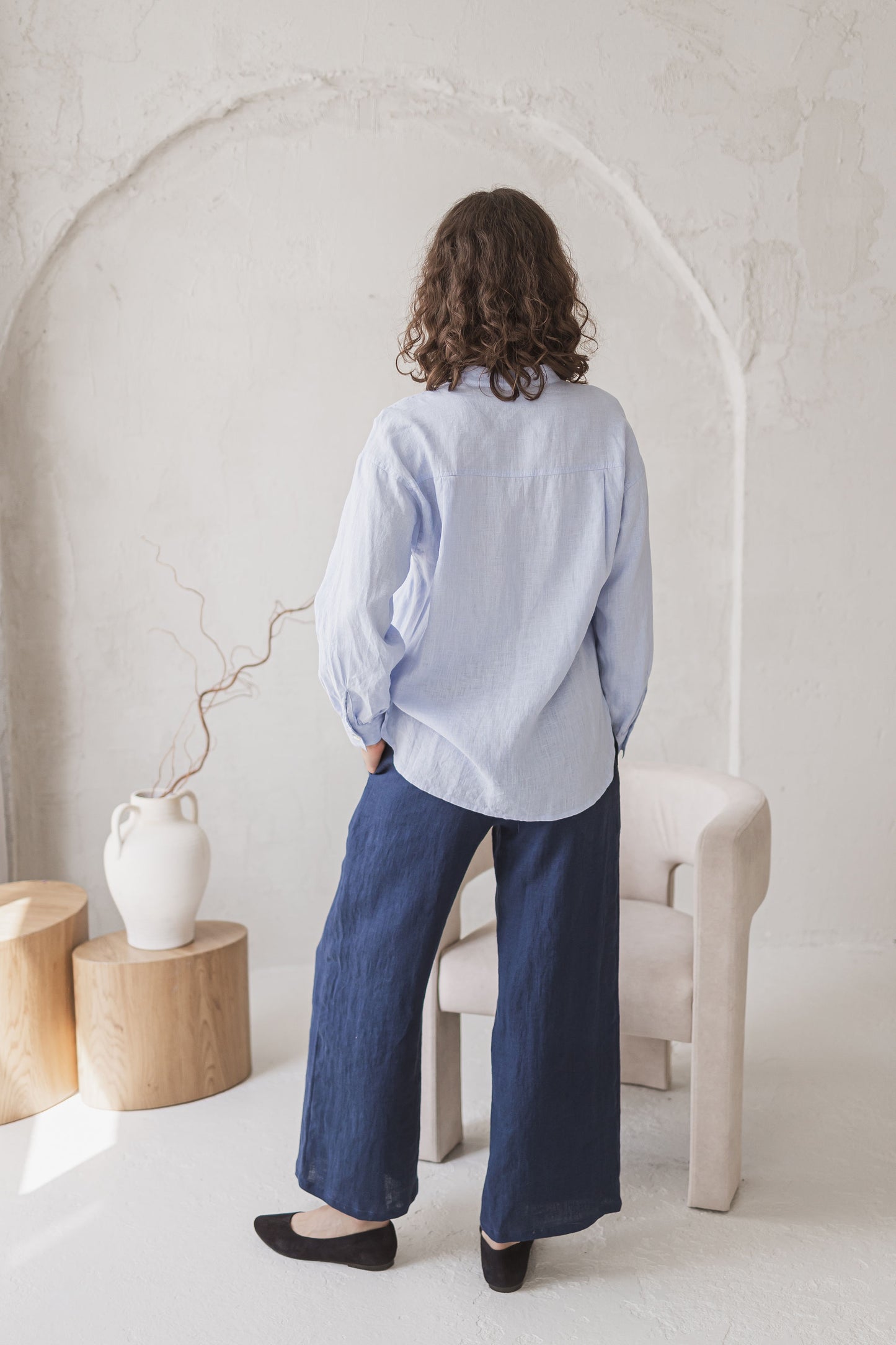 Wide Leg Linen Pants EDNA Ankle Length