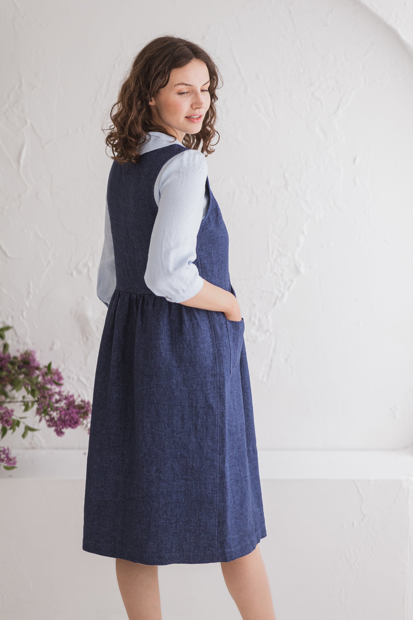 Sleeveless Linen Wool Smock Dress SIENNA