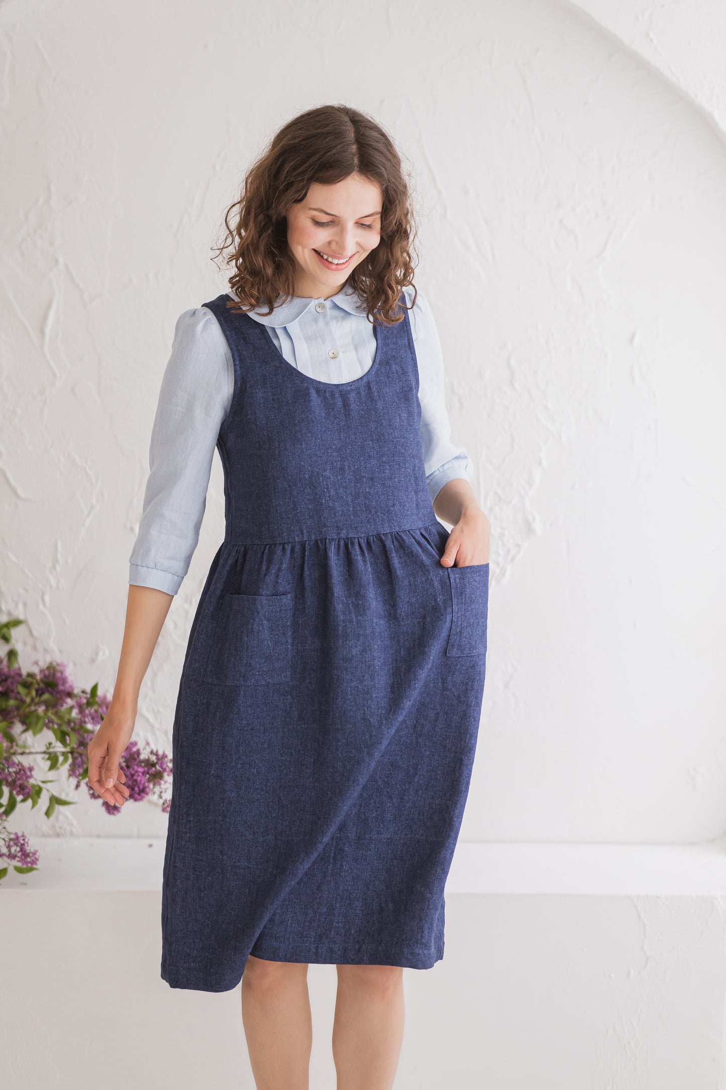Sleeveless Linen Wool Smock Dress SIENNA