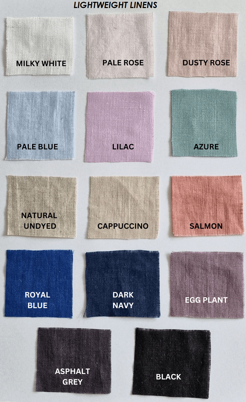 Lightweight 140 g/m2 Linen Colors Palletfrom LGlinen