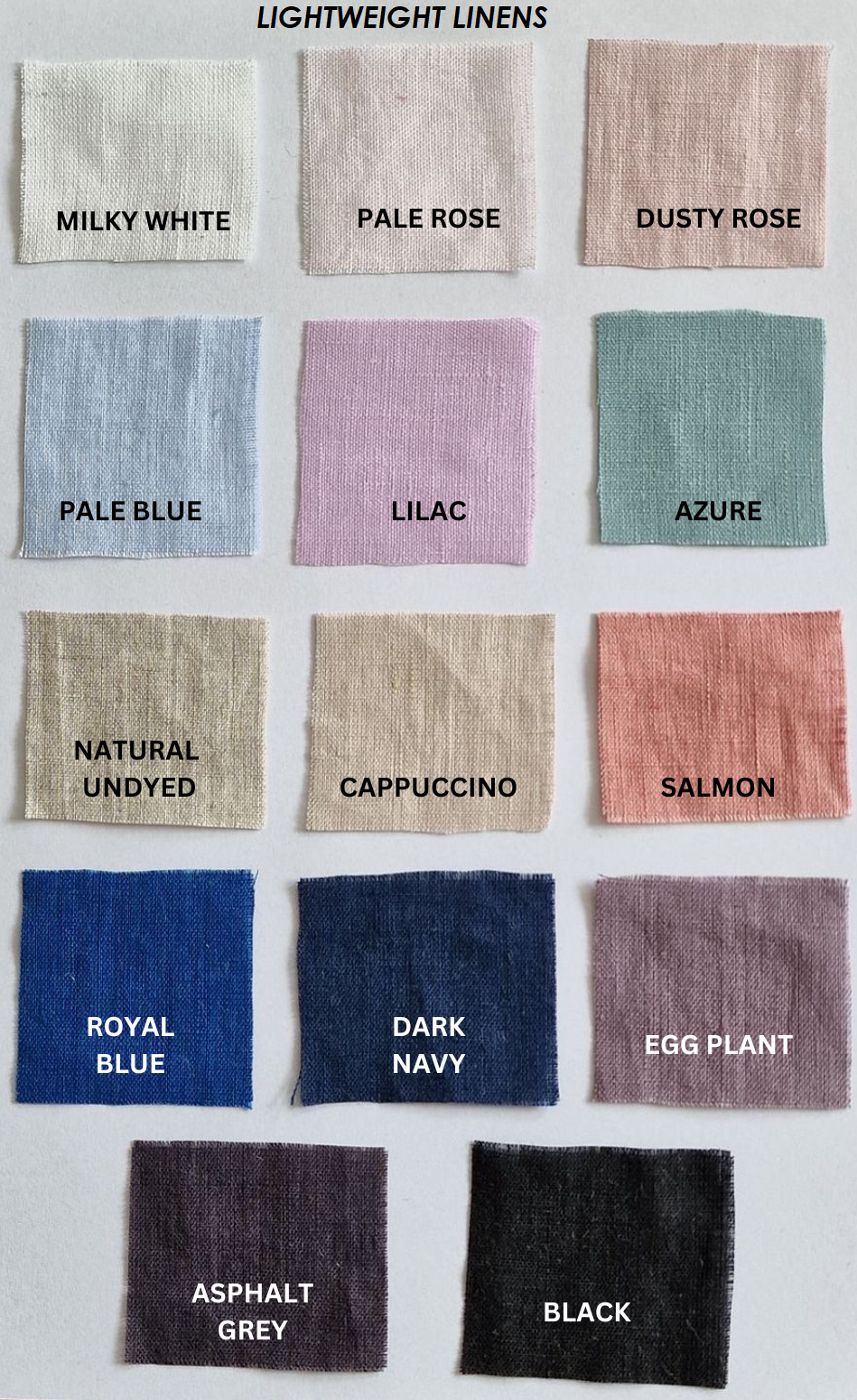 Lightweight 140 g/m2 Linen Colors Pallet from LGlinen