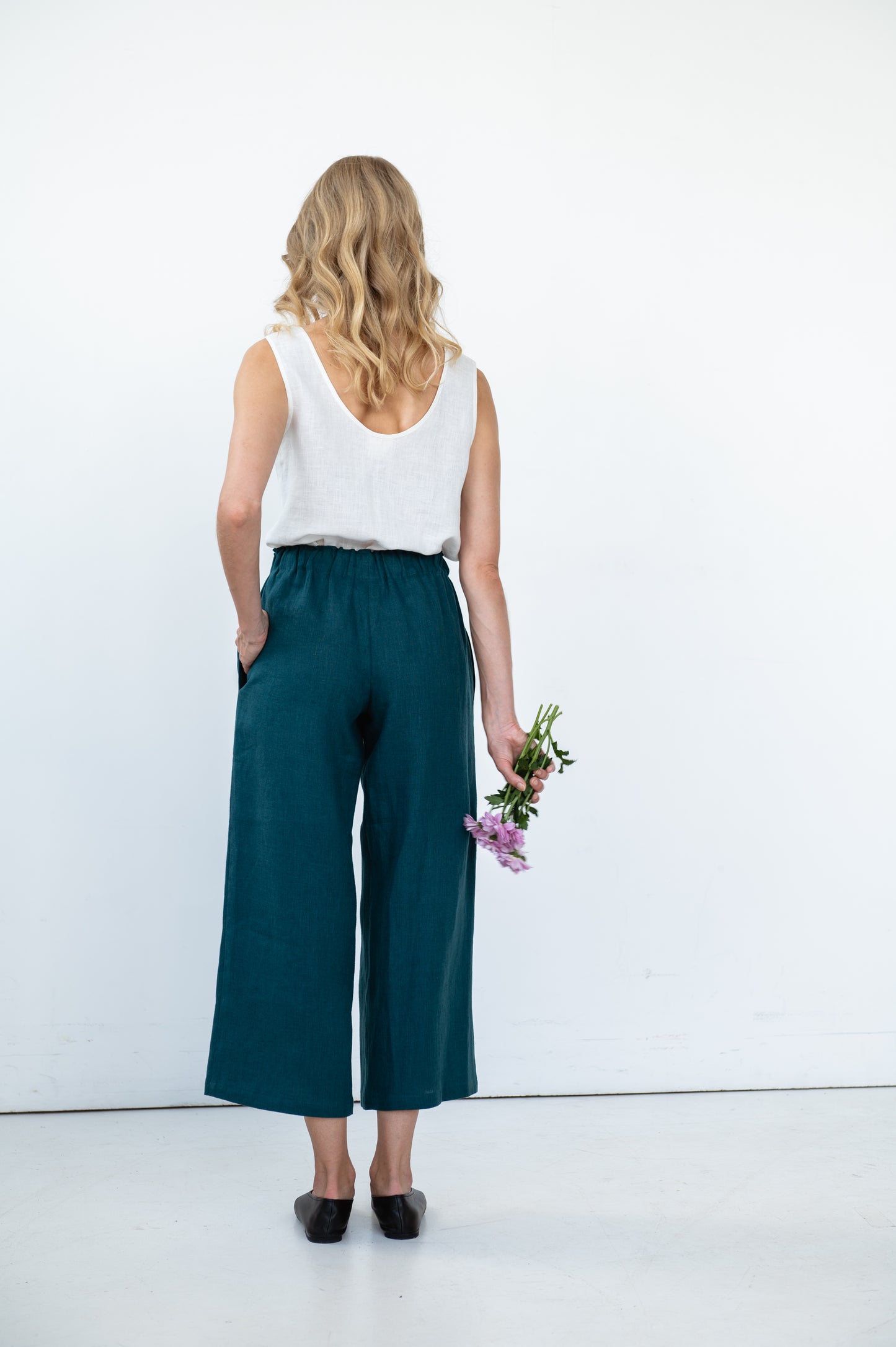Wide Leg Linen Pants EDNA Ankle Length