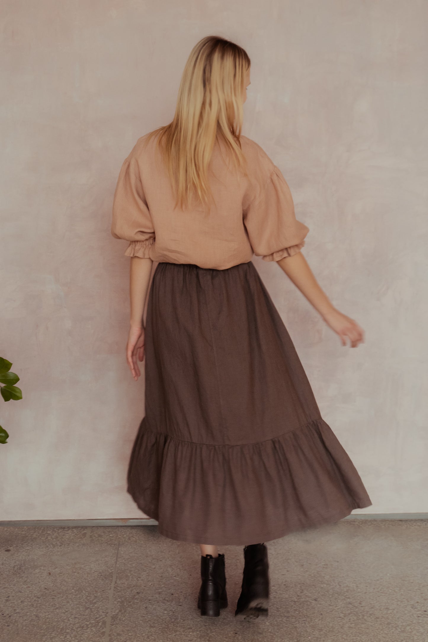 Wide and Comfortable Linen Skirt PEASANT