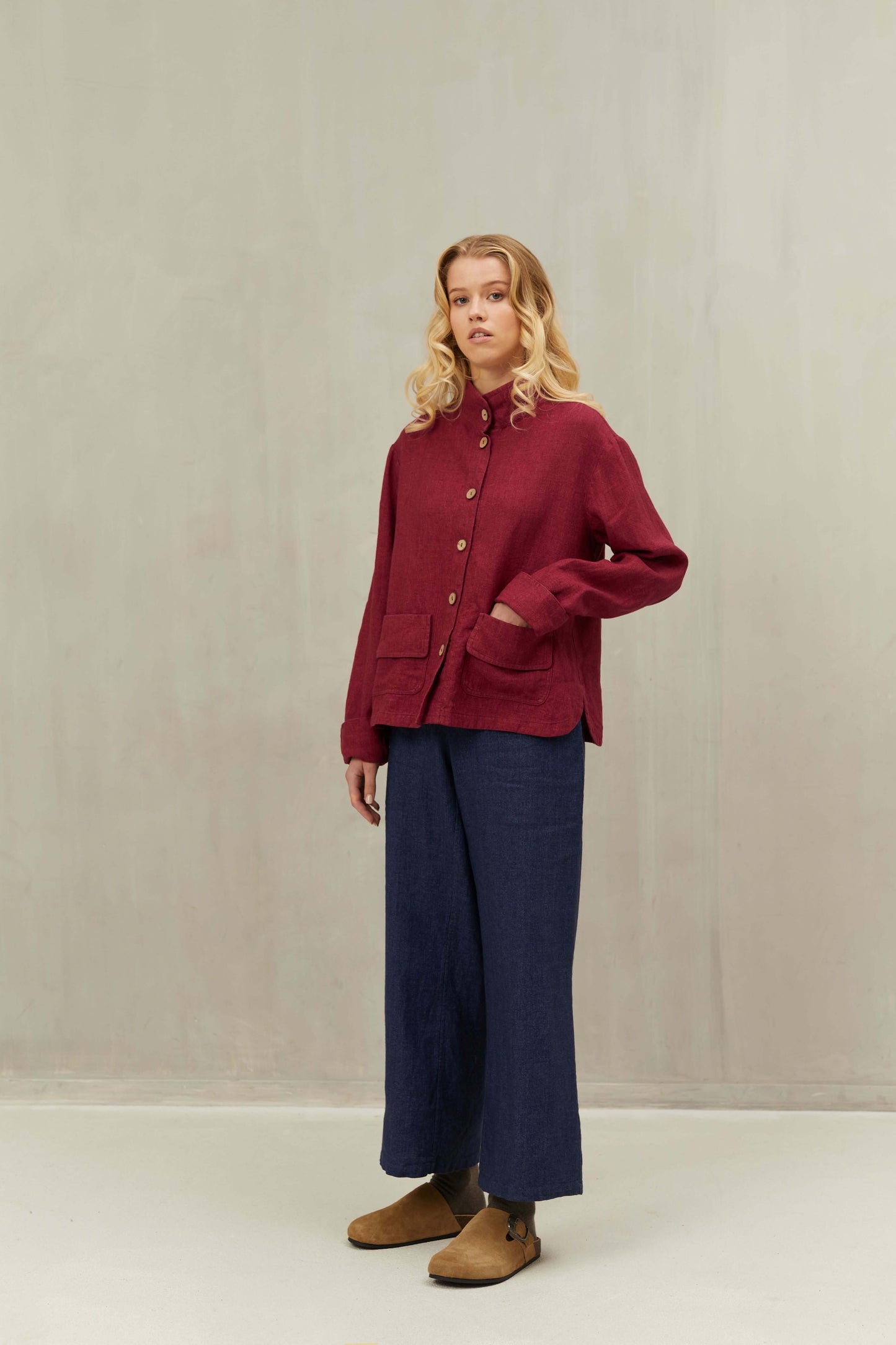 EDNA Warm Pants in Linen Wool Ankle Length for Women