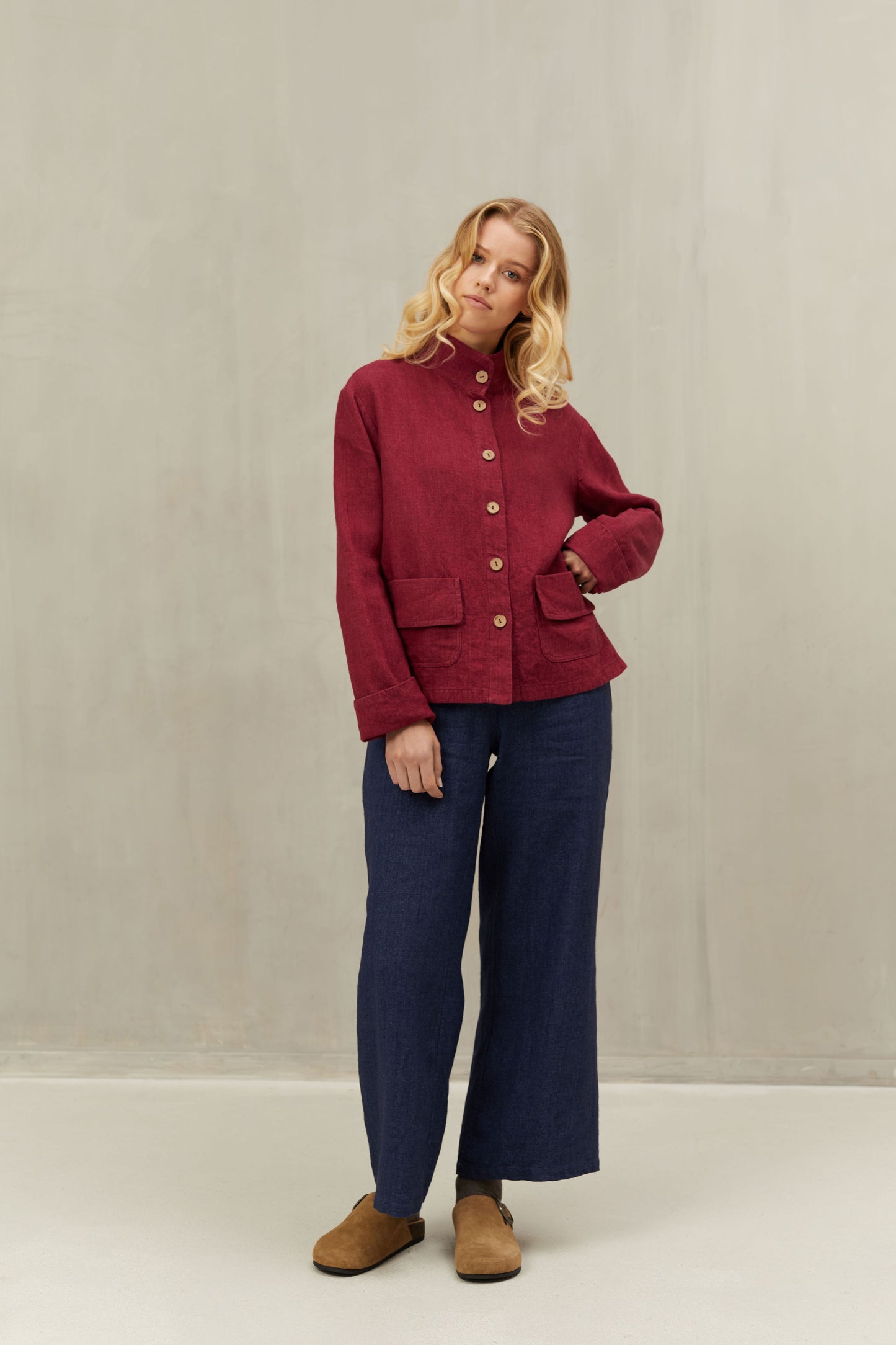 Short Jacket LUCA in Linen Wool Blend