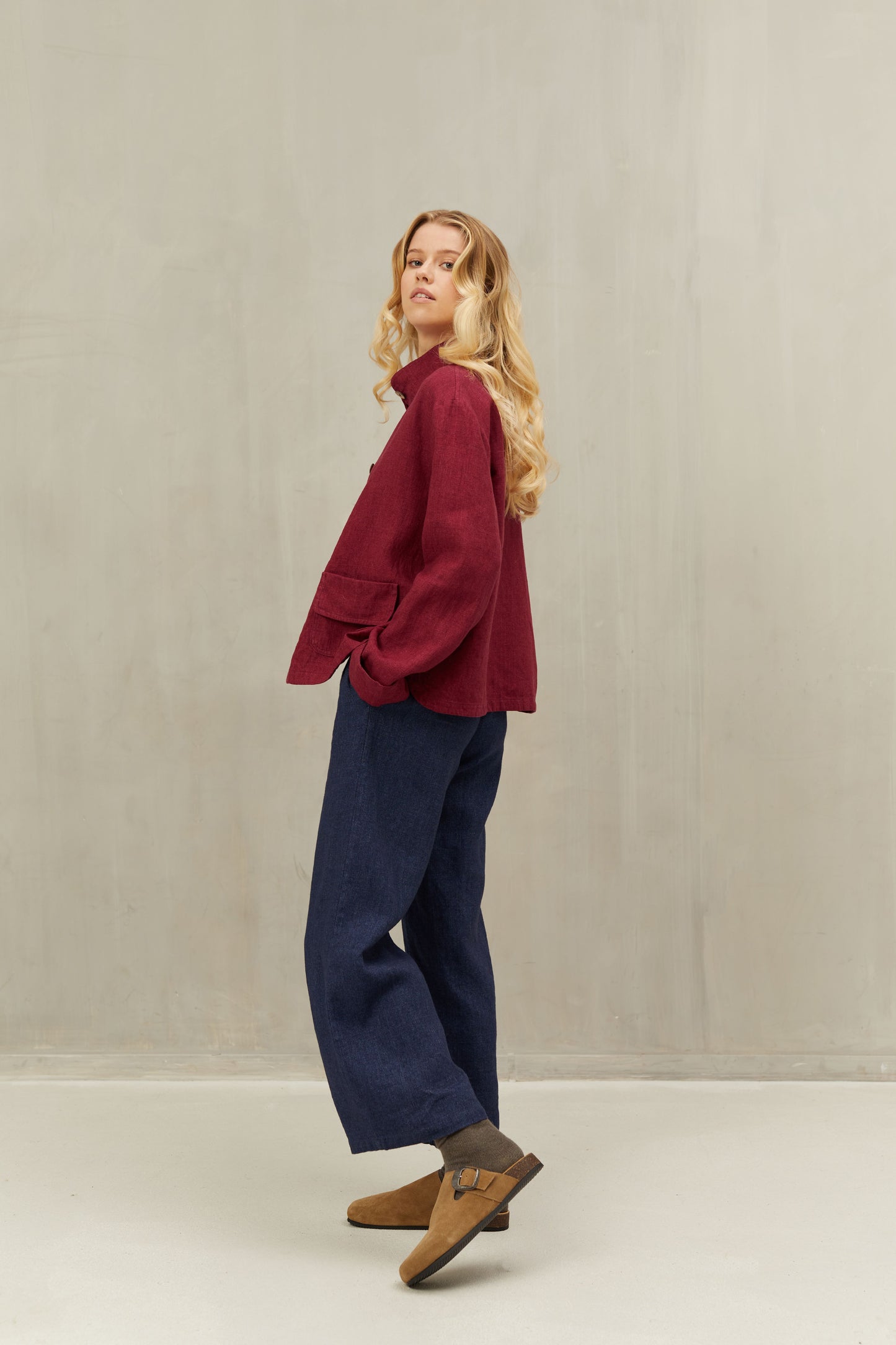 Short Jacket LUCA in Linen Wool Blend