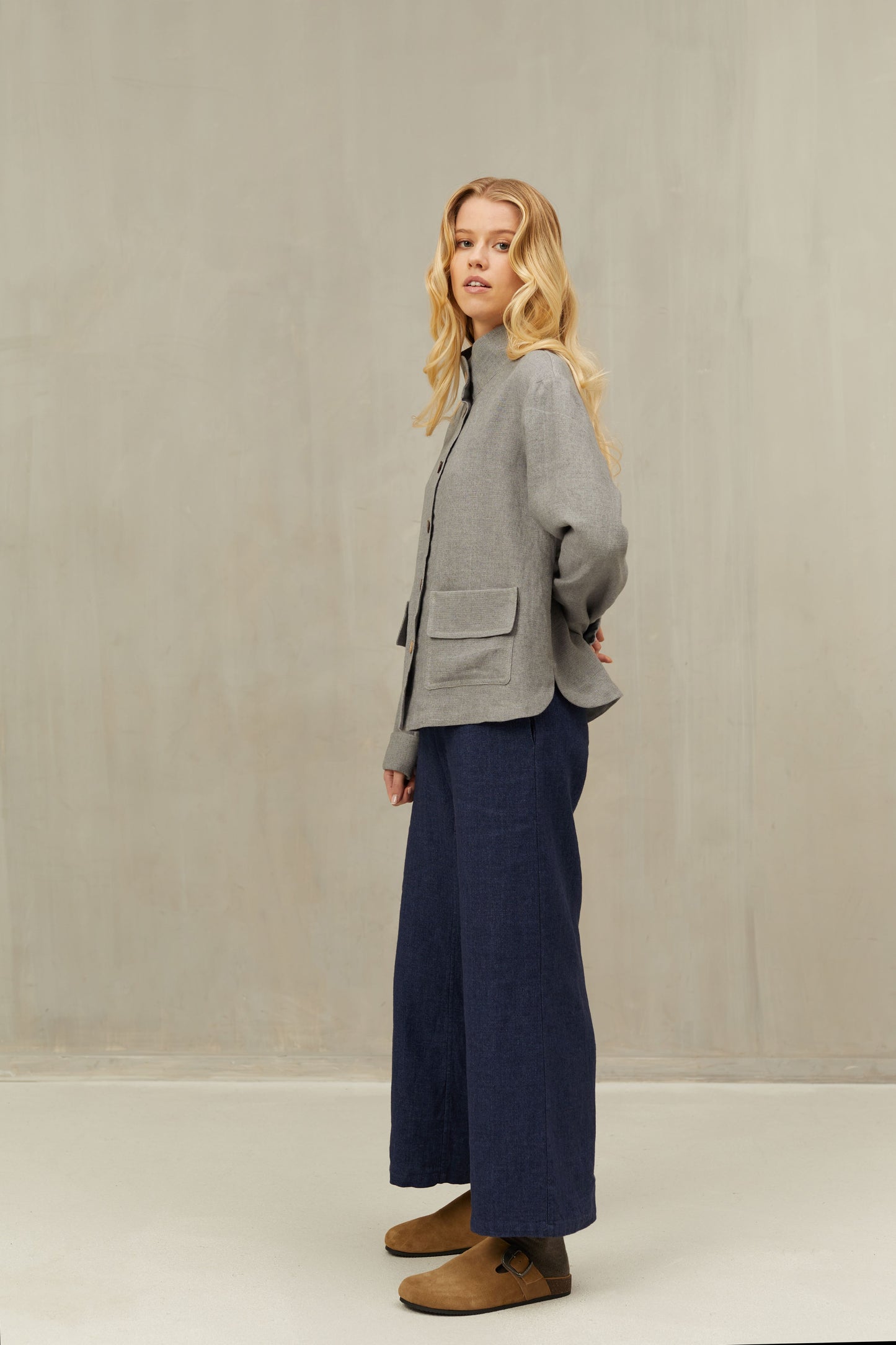 Short Jacket LUCA in Linen Wool Blend