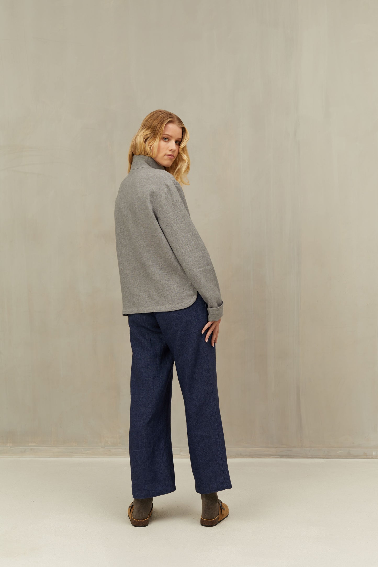 Short Jacket LUCA in Linen Wool Blend