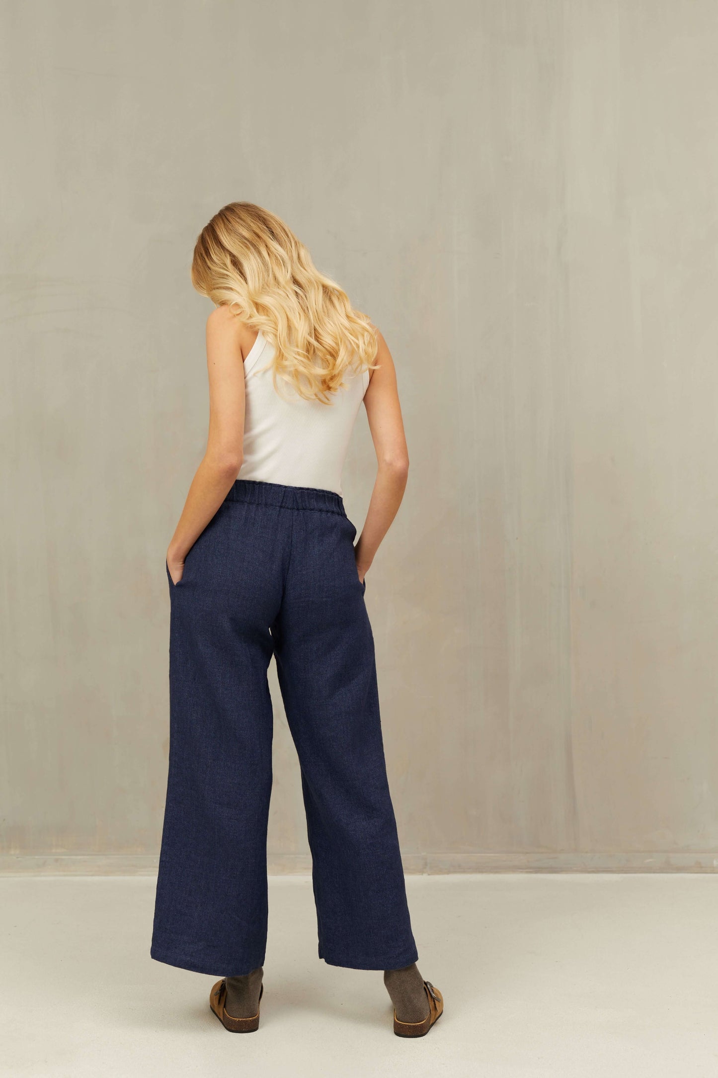 EDNA Warm Pants in Linen Wool Ankle Length for Women