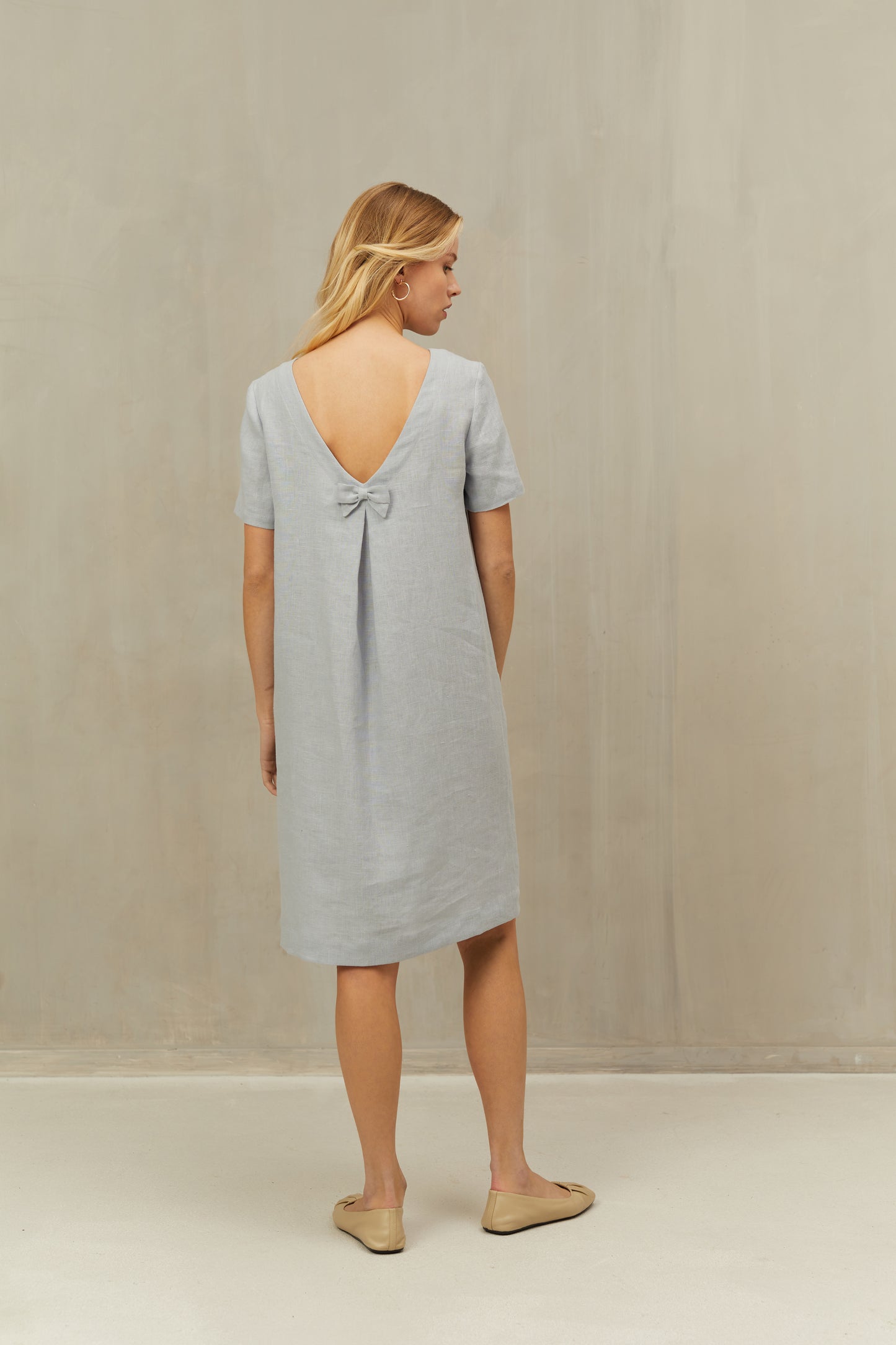 EVELINE Linen Dress with Bow