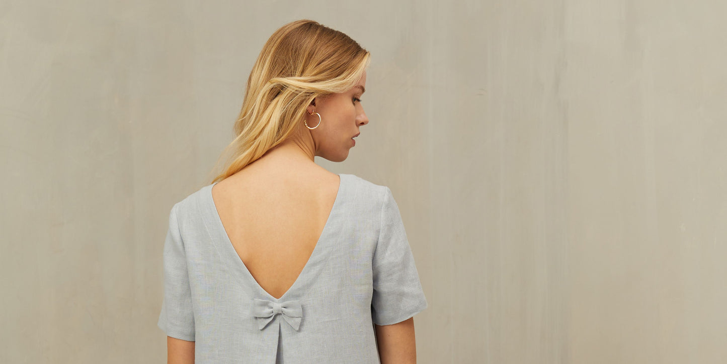 EVELINE Linen Dress with Bow
