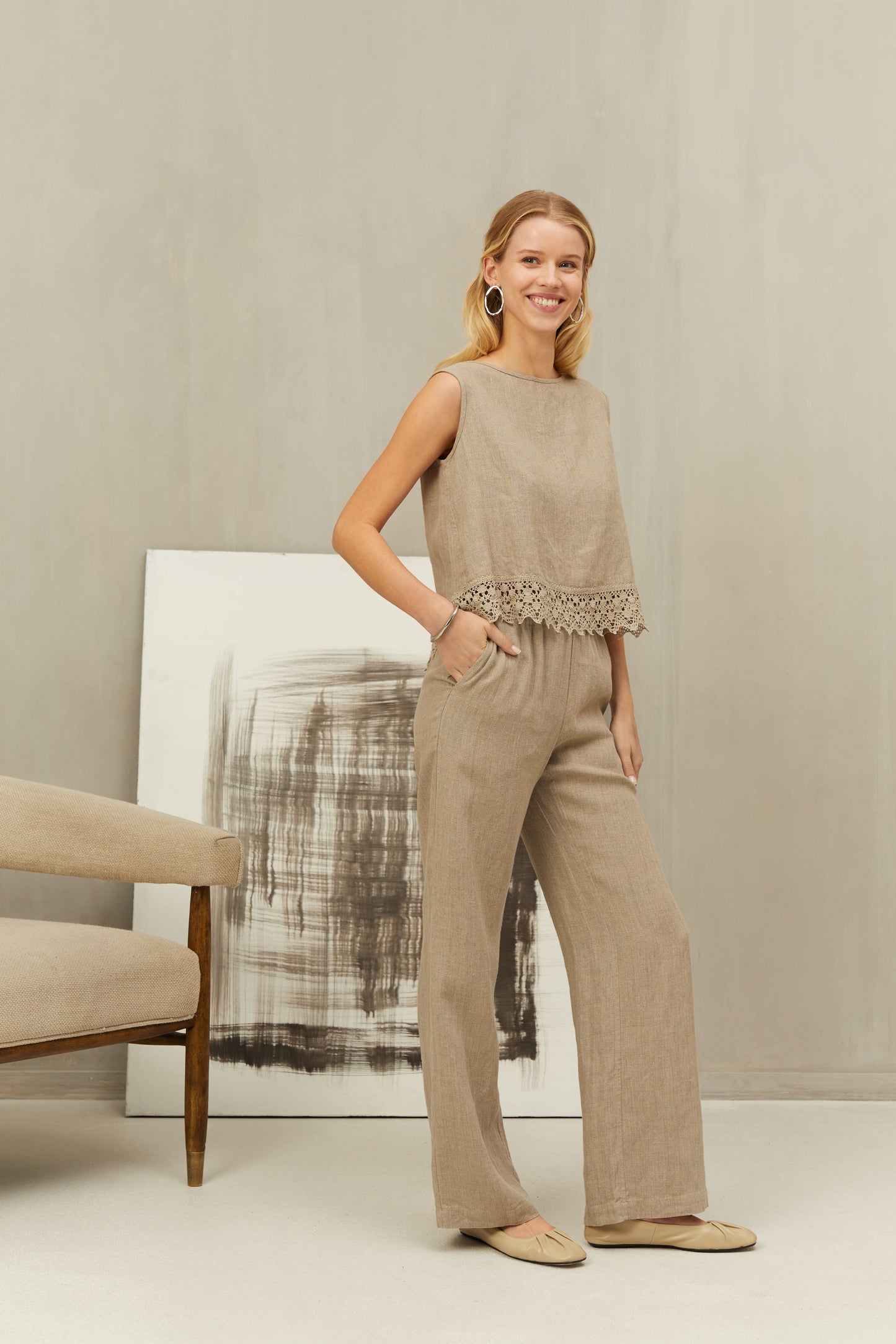 Linen Pants CAROL with Side Pockets
