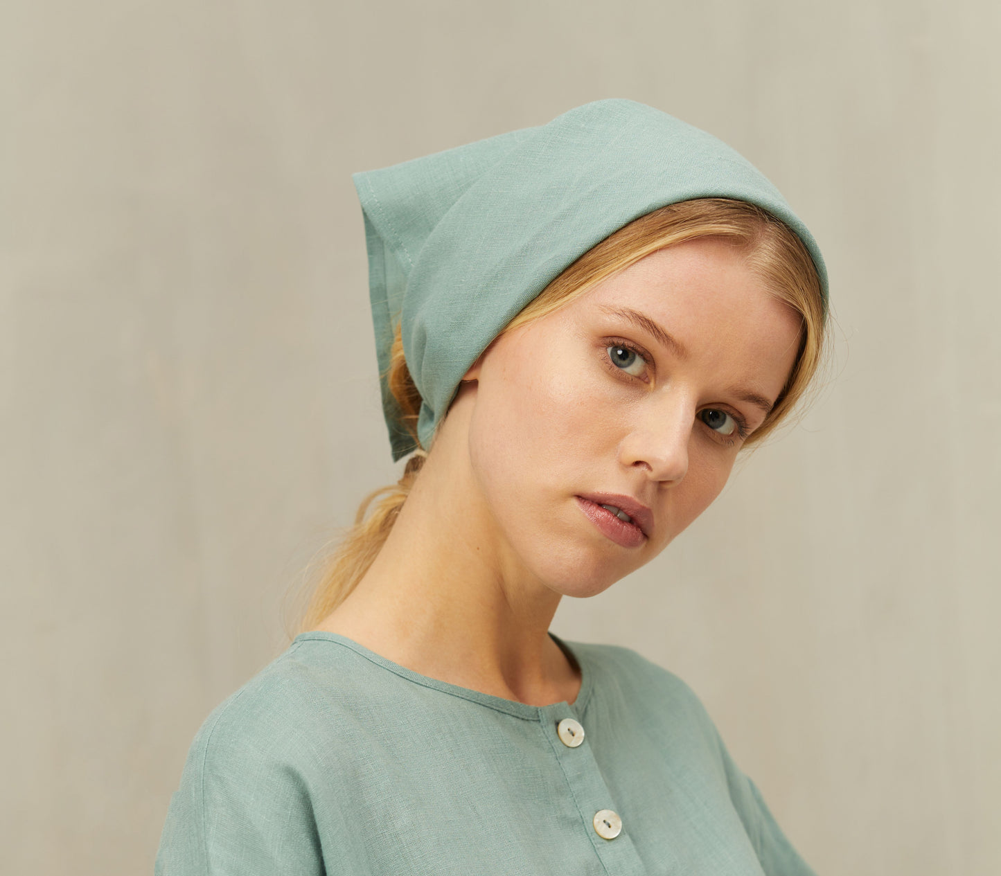 Linen Bandana. Hair Neck Scarf in Various Colors