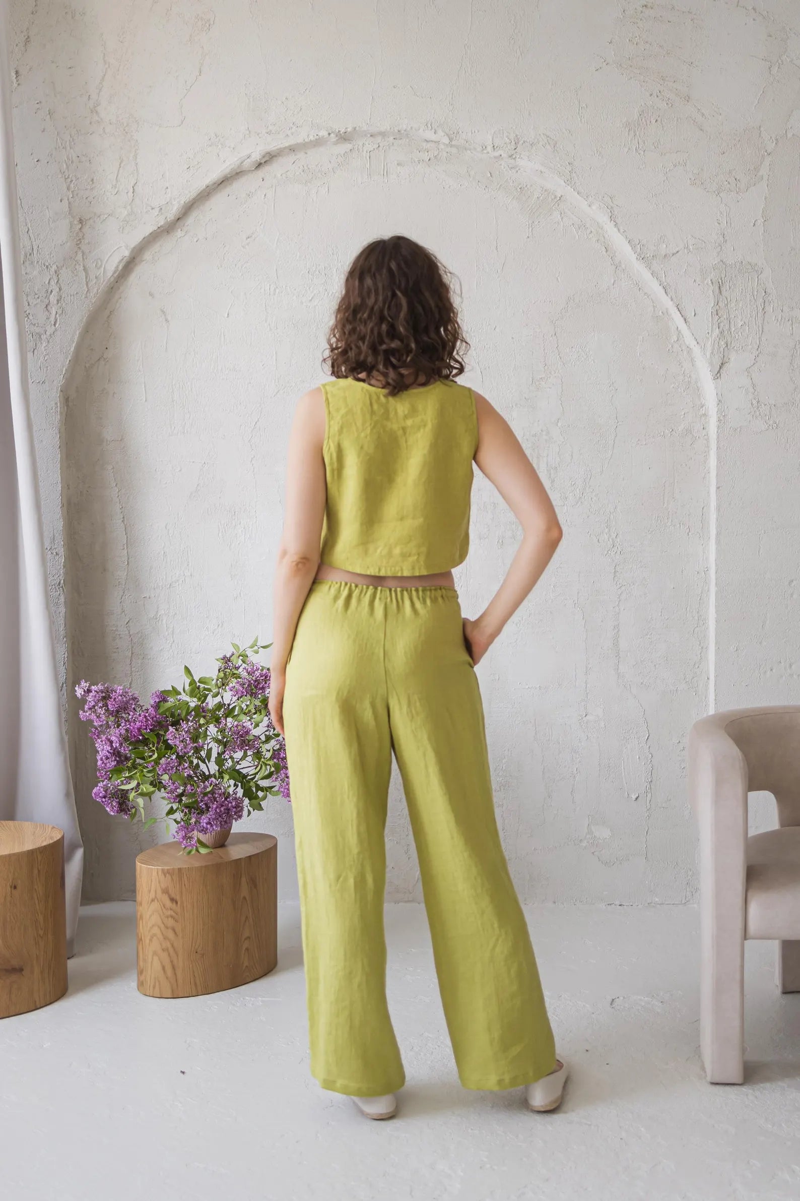 Linen Loose Pants WANDA with Drawstringed Waist