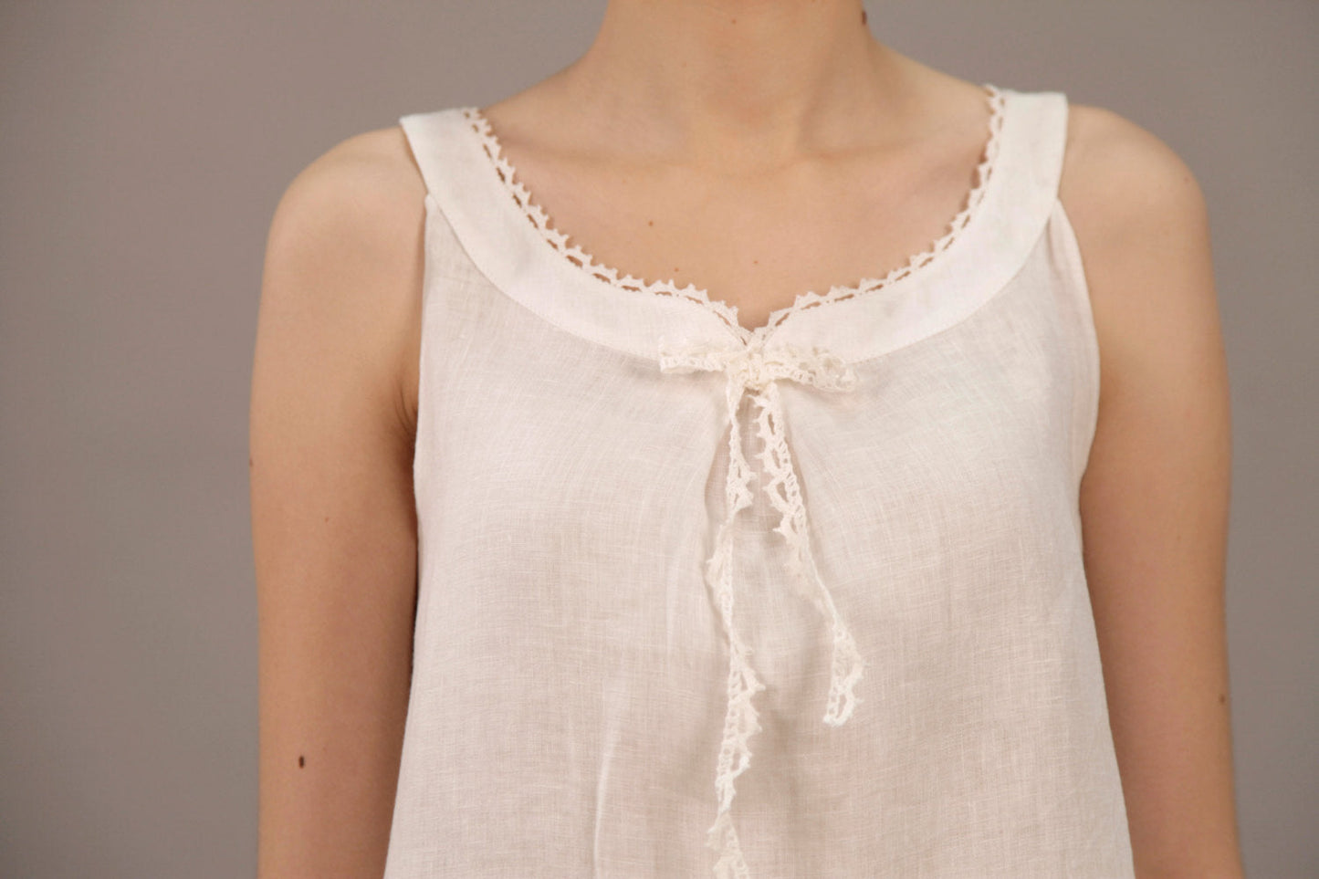 Linen Pajama Set ROSIE LACED With Shorts