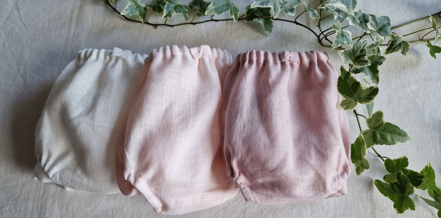 Set of 3 linen brief panties midi high
