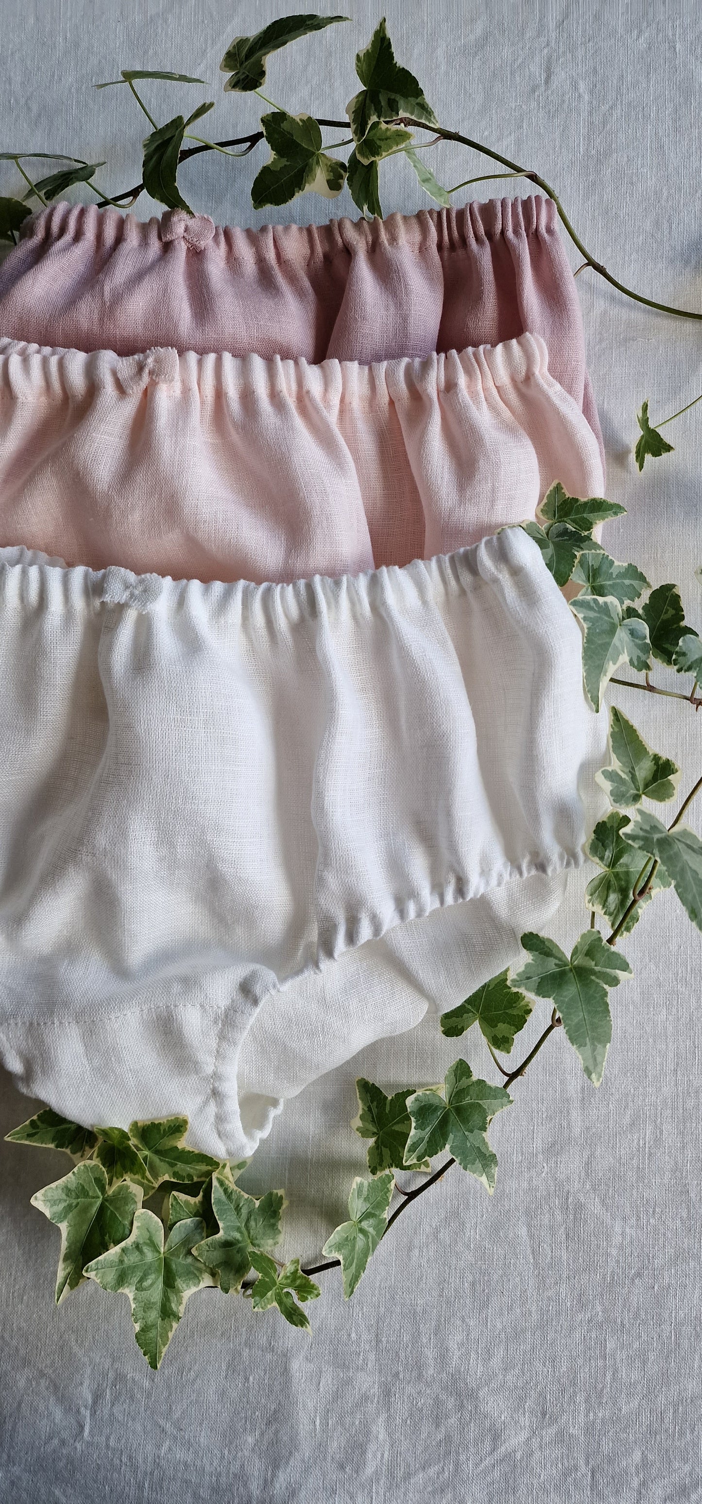 Set of 3 linen brief panties midi high