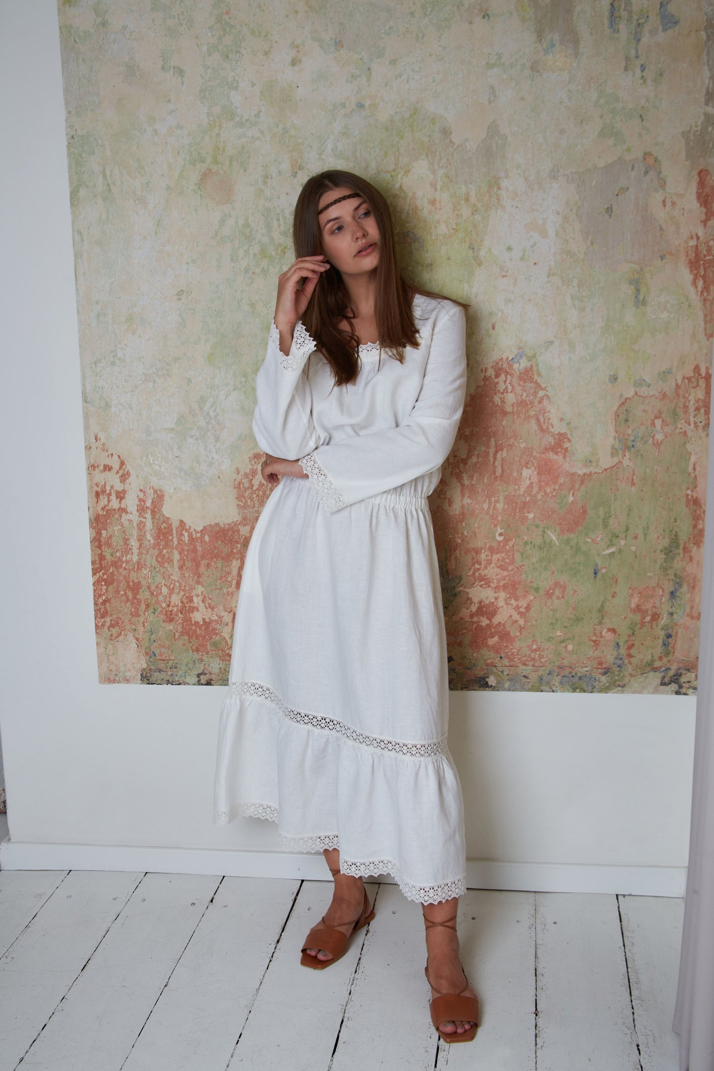Linen Dress BOHO/ Hippie Dress Laced