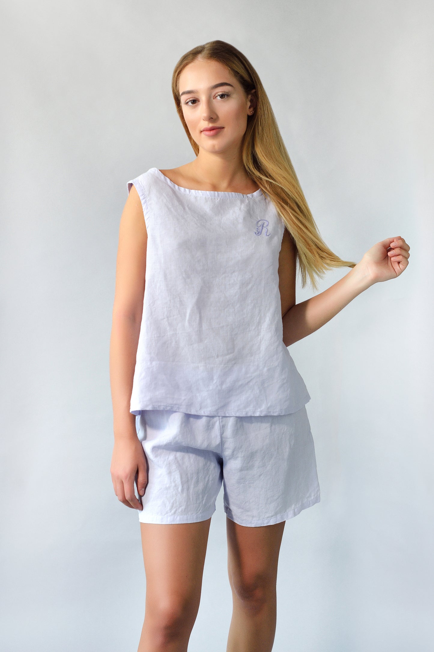 Linen Pajama Set SWING For Women - Top and Shorts