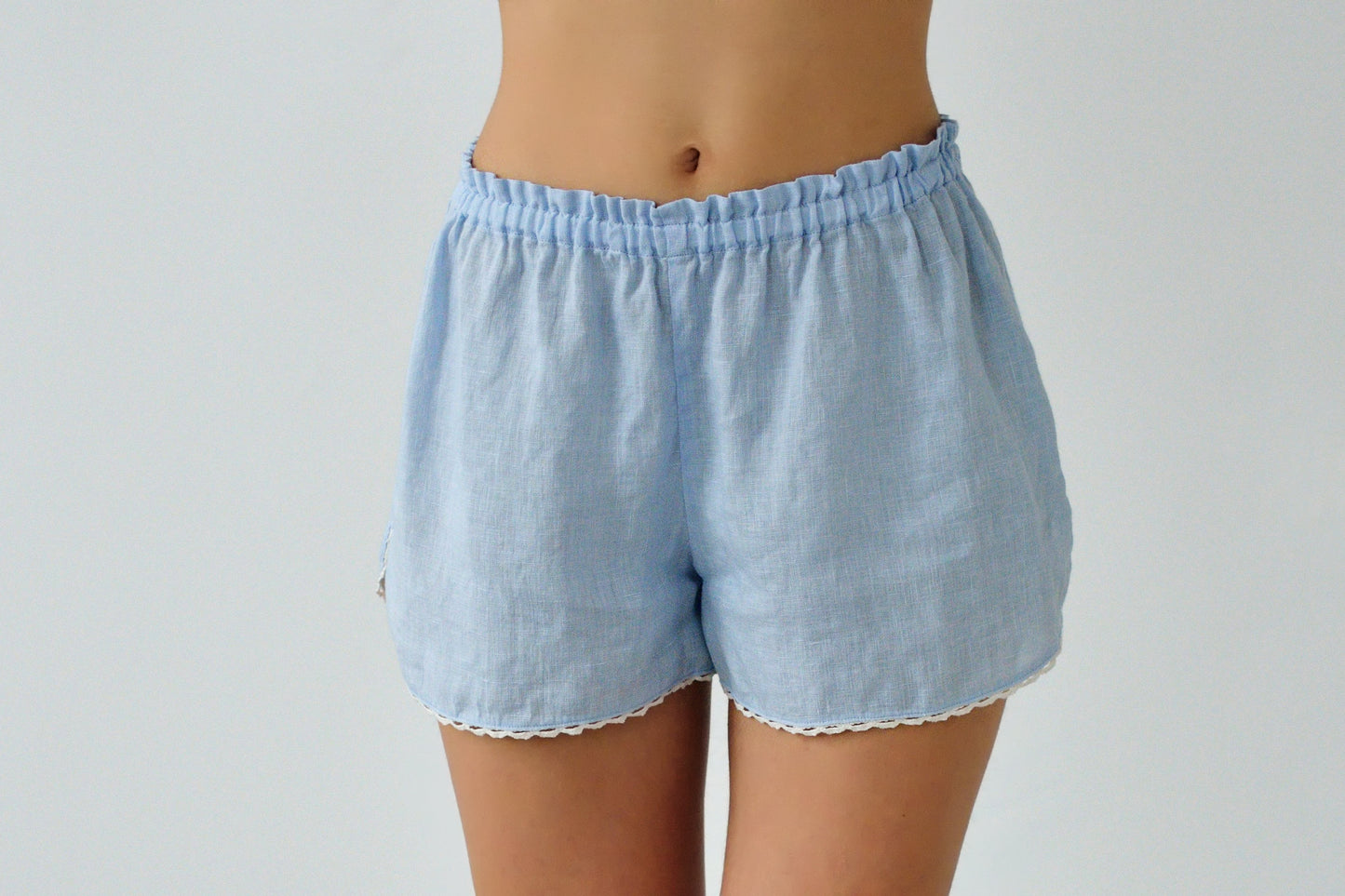 Linen Pajama Set ROSIE LACED With Shorts