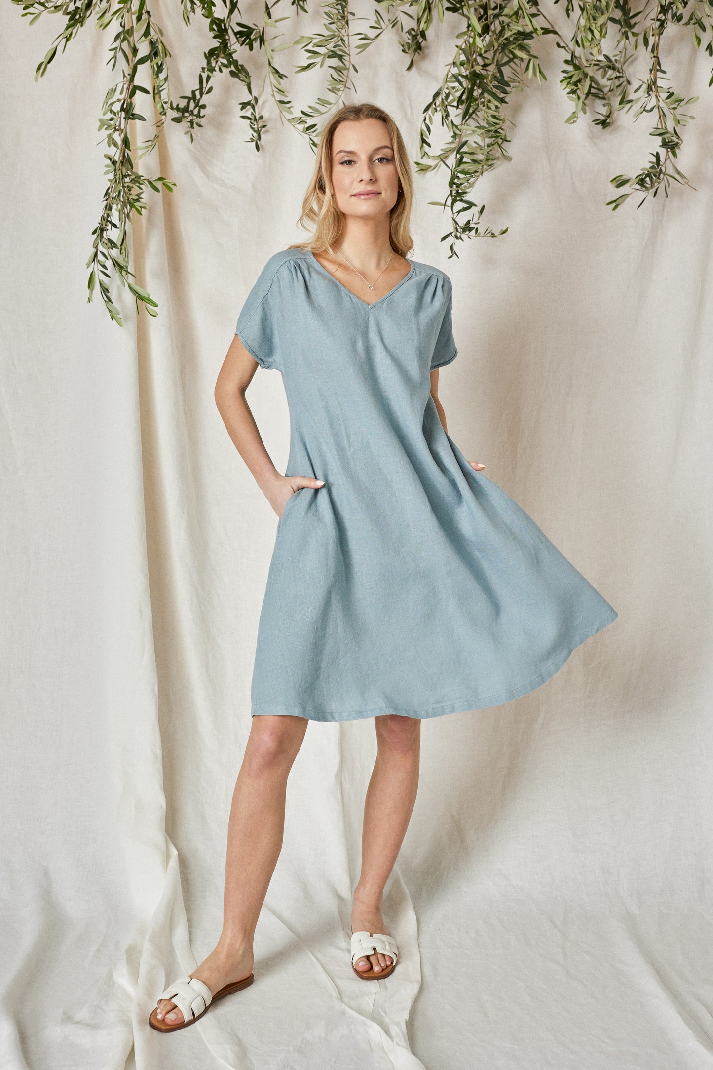 Linen Loose Dress ARIA With Wide Bottom
