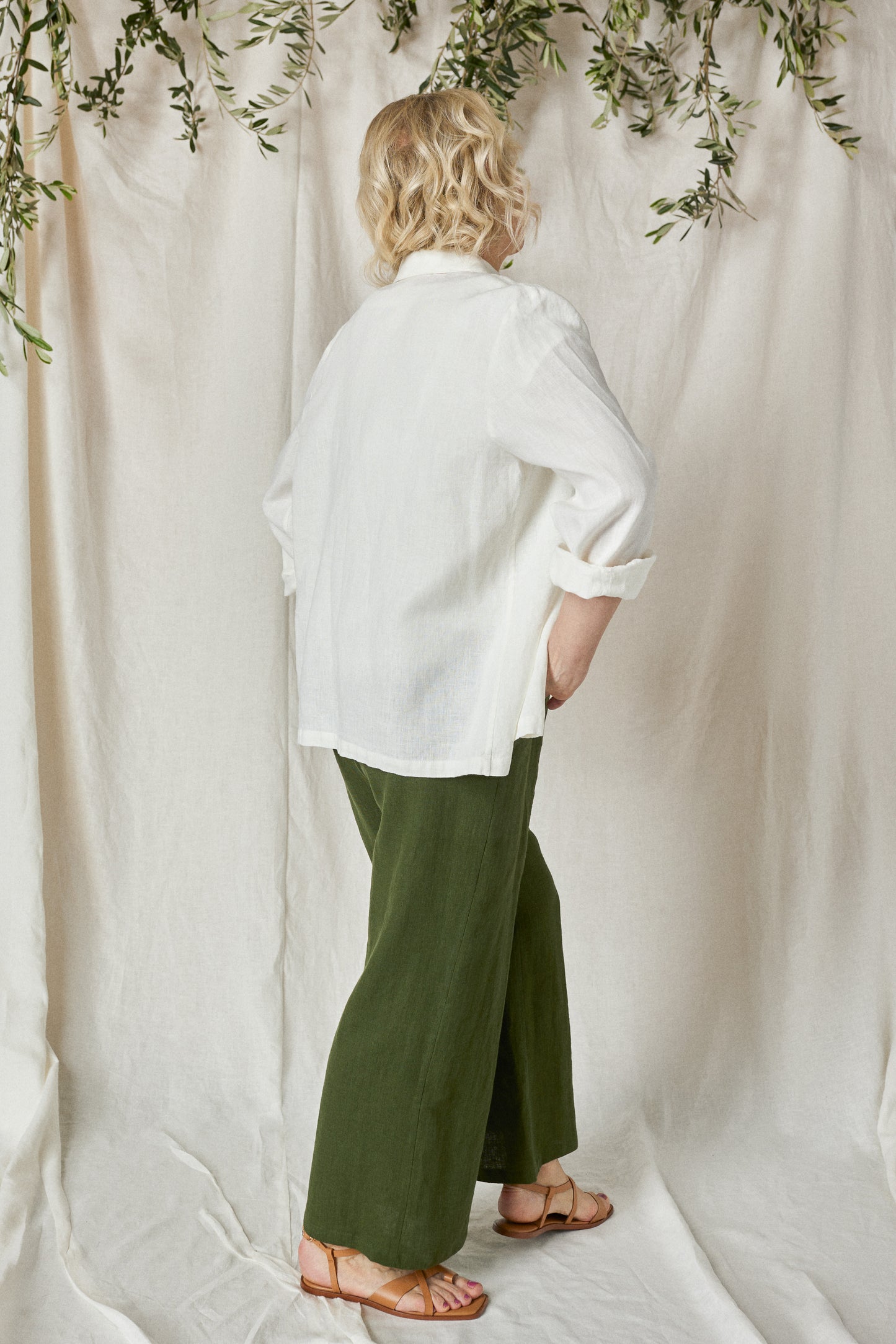 White Linen Shirt Classic Katerina with Long Sleeves