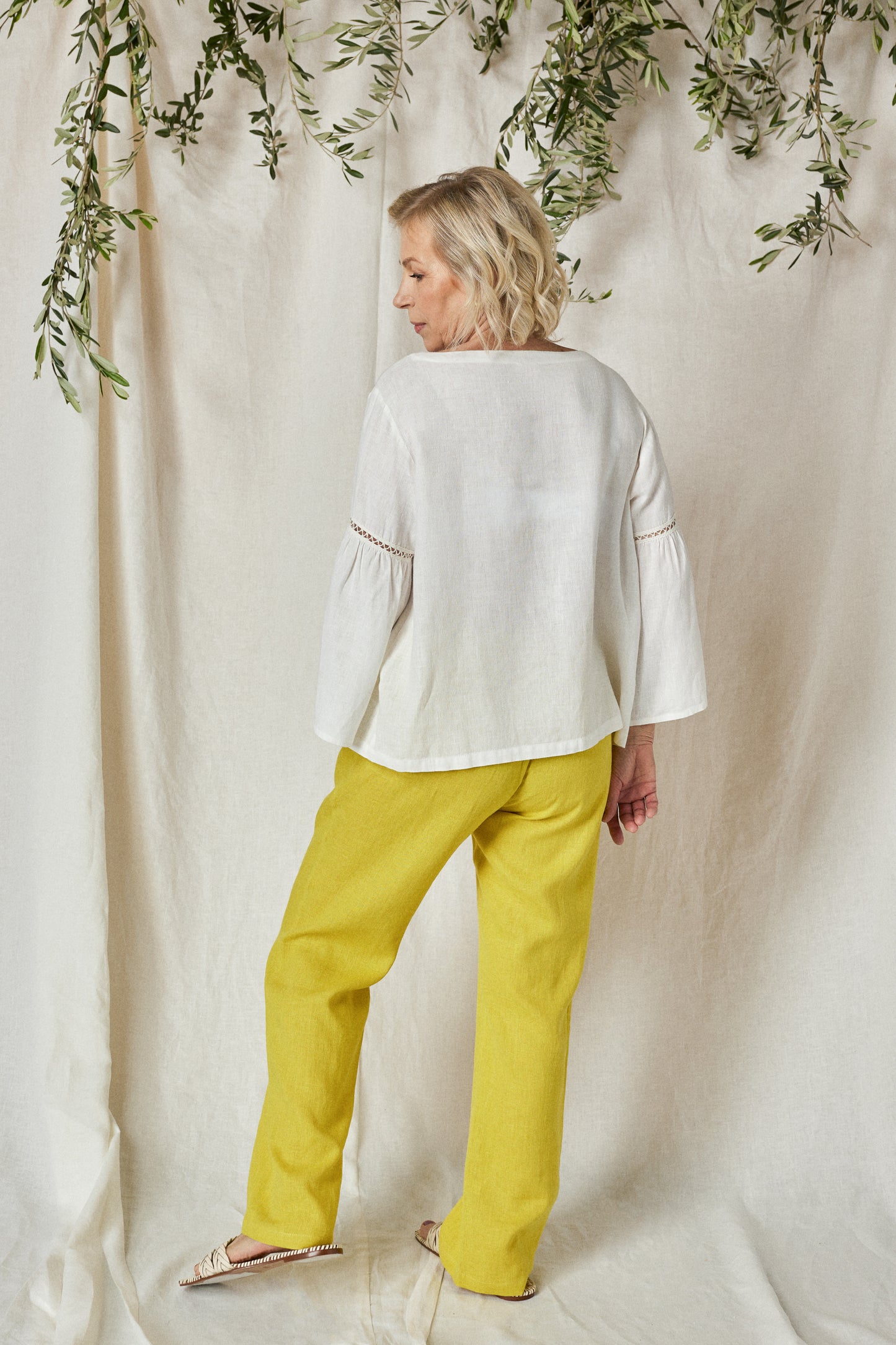Linen Oversize Blouse BOHO with Lace