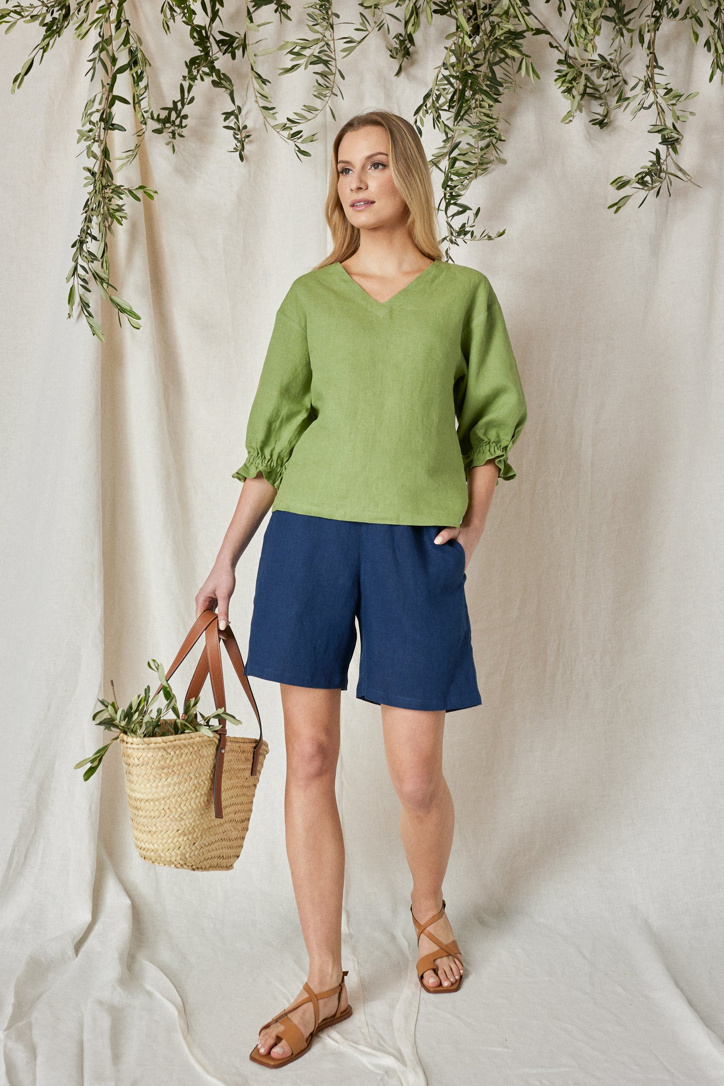 Linen High Waisted Bermuda Shorts Maya