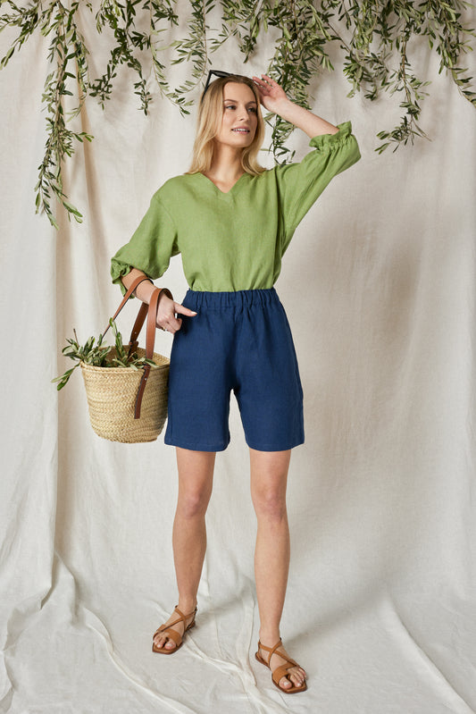 Linen High Waisted Bermuda Shorts Maya