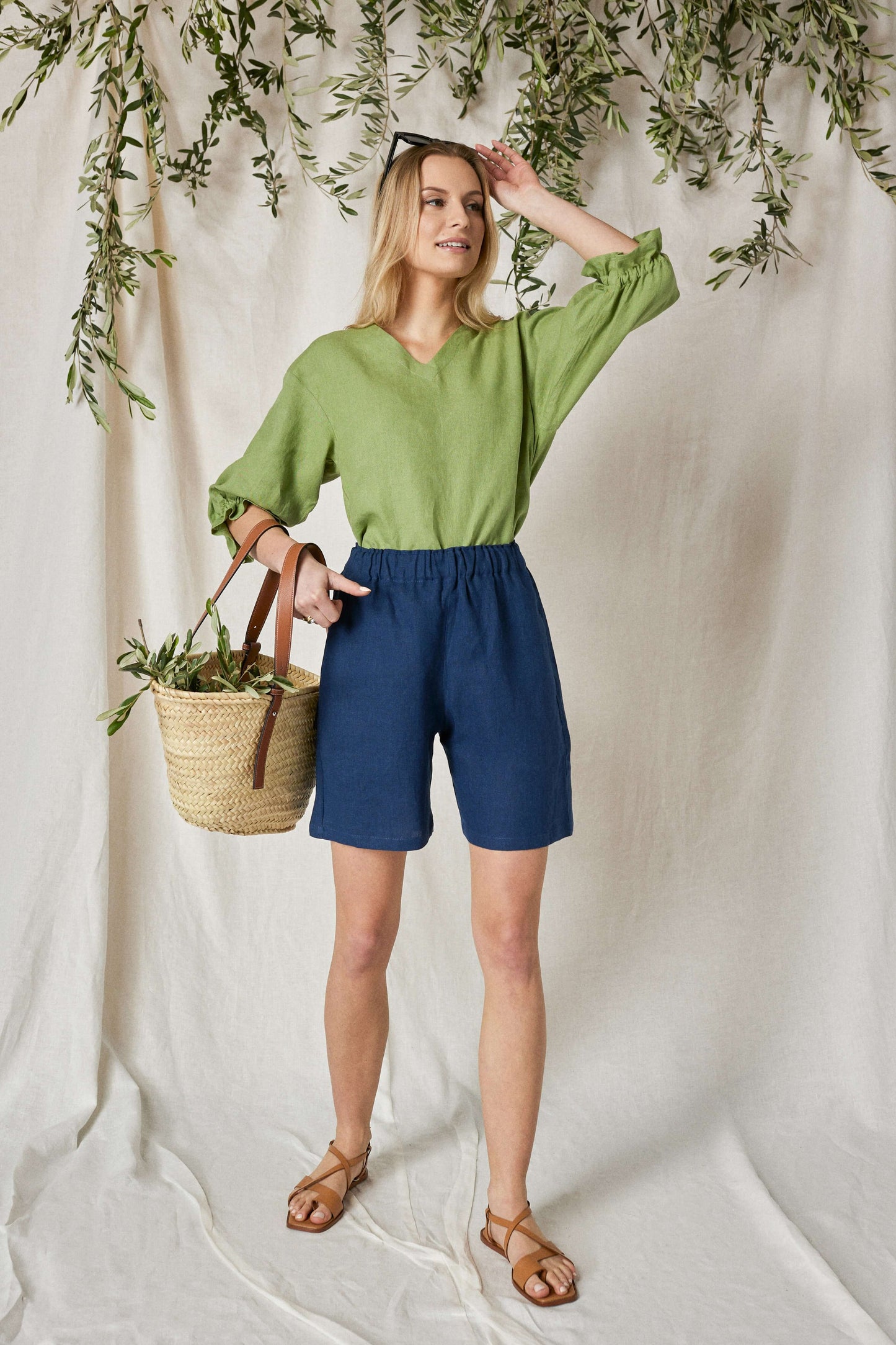 High Waisted Linen Shorts Maya