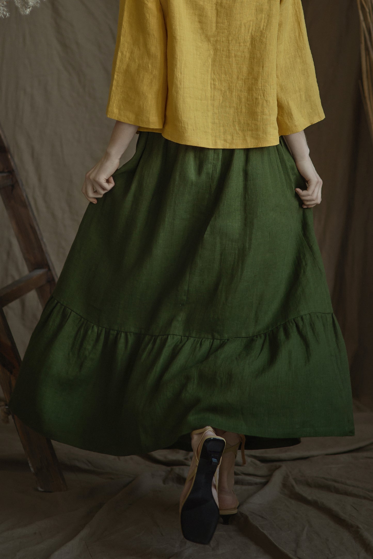 Linen Skirt PEASANT With bottom Frill